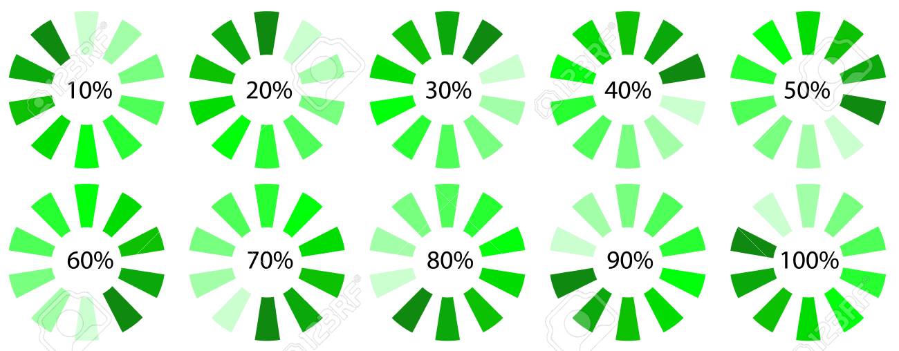 Green Progress Upload, Download Symbol, Web Design Spinner Icon Template,  Vector Set Royalty Free SVG, Cliparts, Vectors, and Stock Illustration.  Image 112216724.