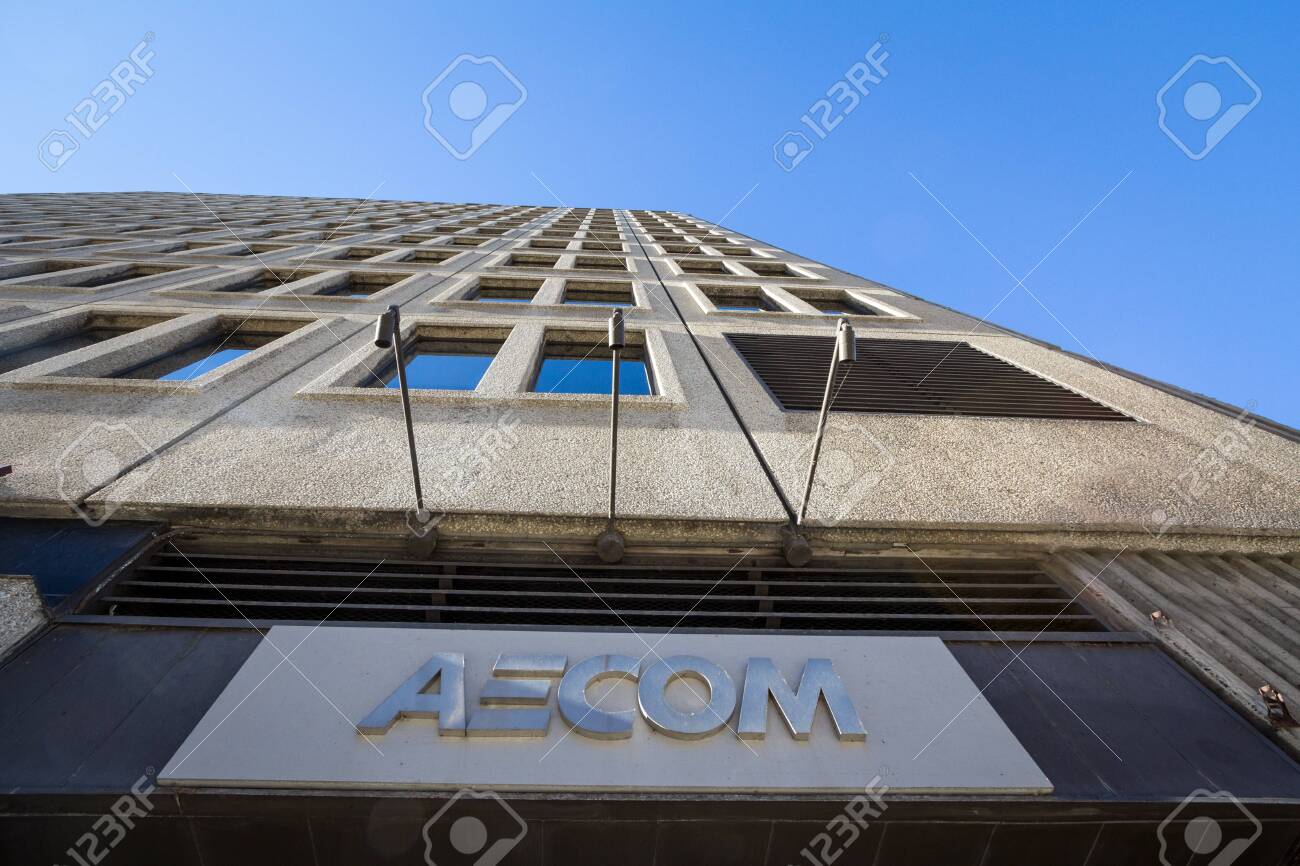 Montreal Canada November 4 2018 Aecom Logo In Front Of Their Main Office For Montreal Quebec Aecom Is An American Engineering And Consulting Firm Spread Worldwide Stock Photo Picture And Royalty