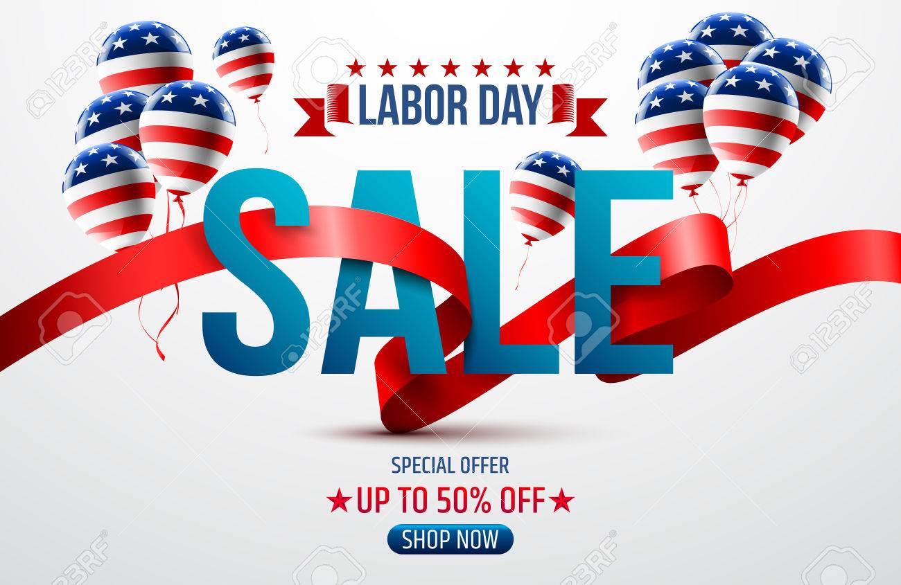 happy labor day with american flag background labor day sale