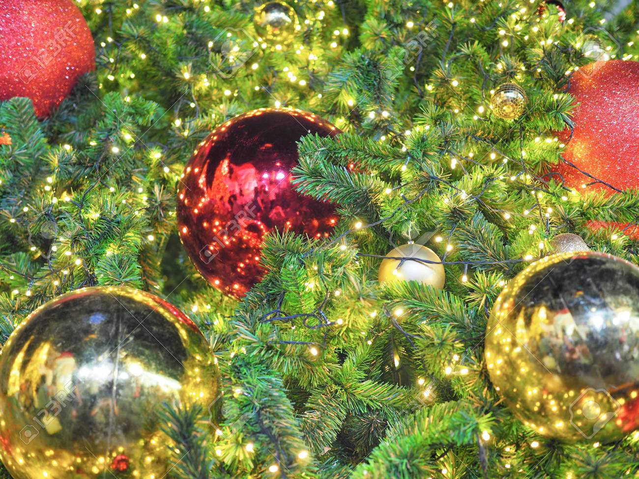 Albero Di Natale Rosso Oro E Verde.Immagini Stock Molti Oro E Ornamento Rosso Palla Lucida Sull Albero Di Natale Verde Puo Usare Per Lo Sfondo E Aggiungere Testo Image 90526355