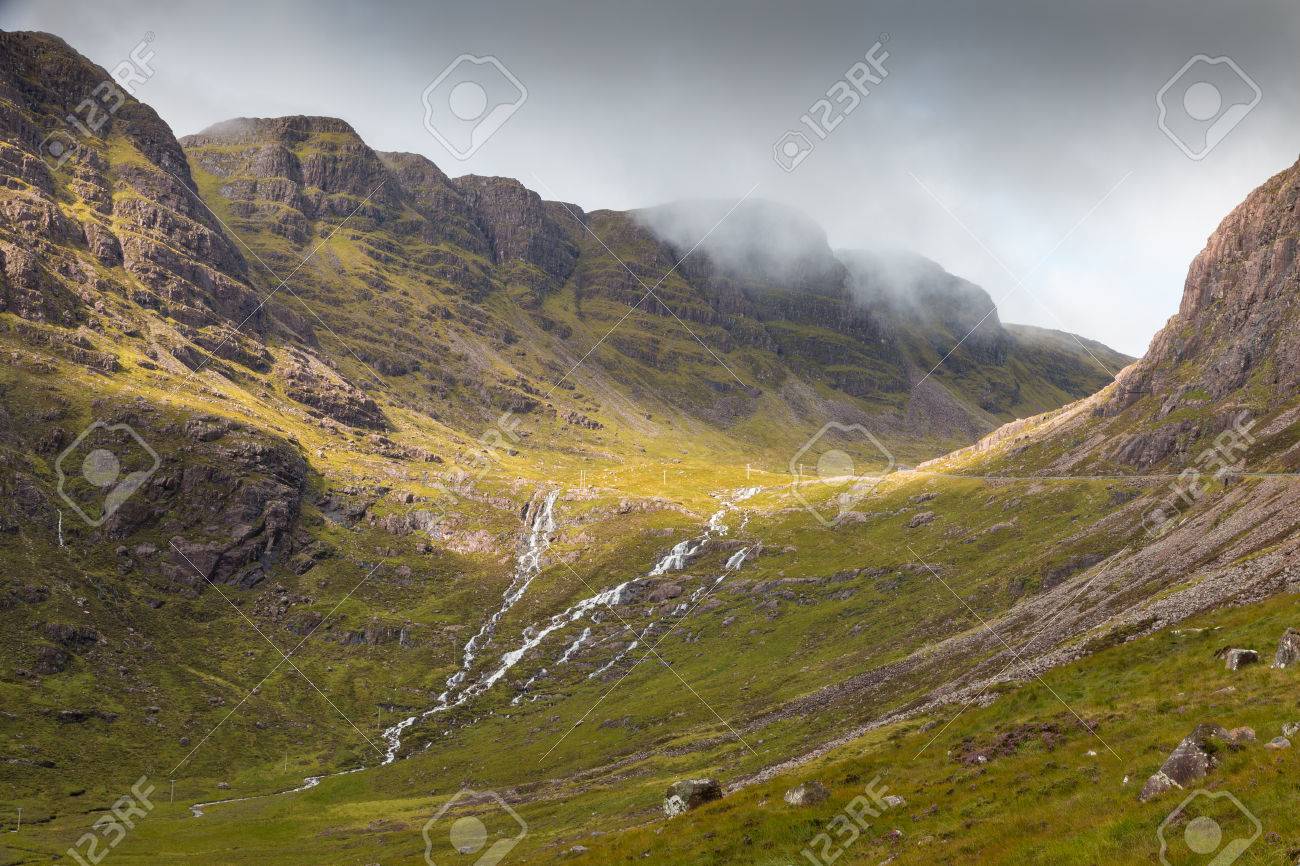 View into the misty Highlands and over the plains next to Loch Kishorn, Scotland - 32153529 View into the misty Highlands and over the plains next to Loch Kishorn, Scotland - 32153529