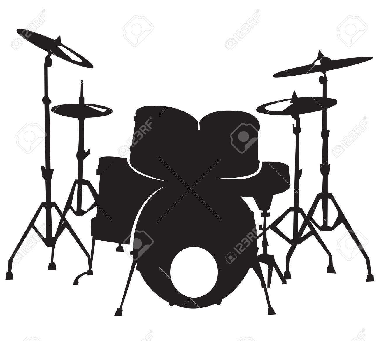 Black Silhuette Of The Drum Set Isolated On White Background Royalty Free Cliparts Vectors And Stock Illustration Image