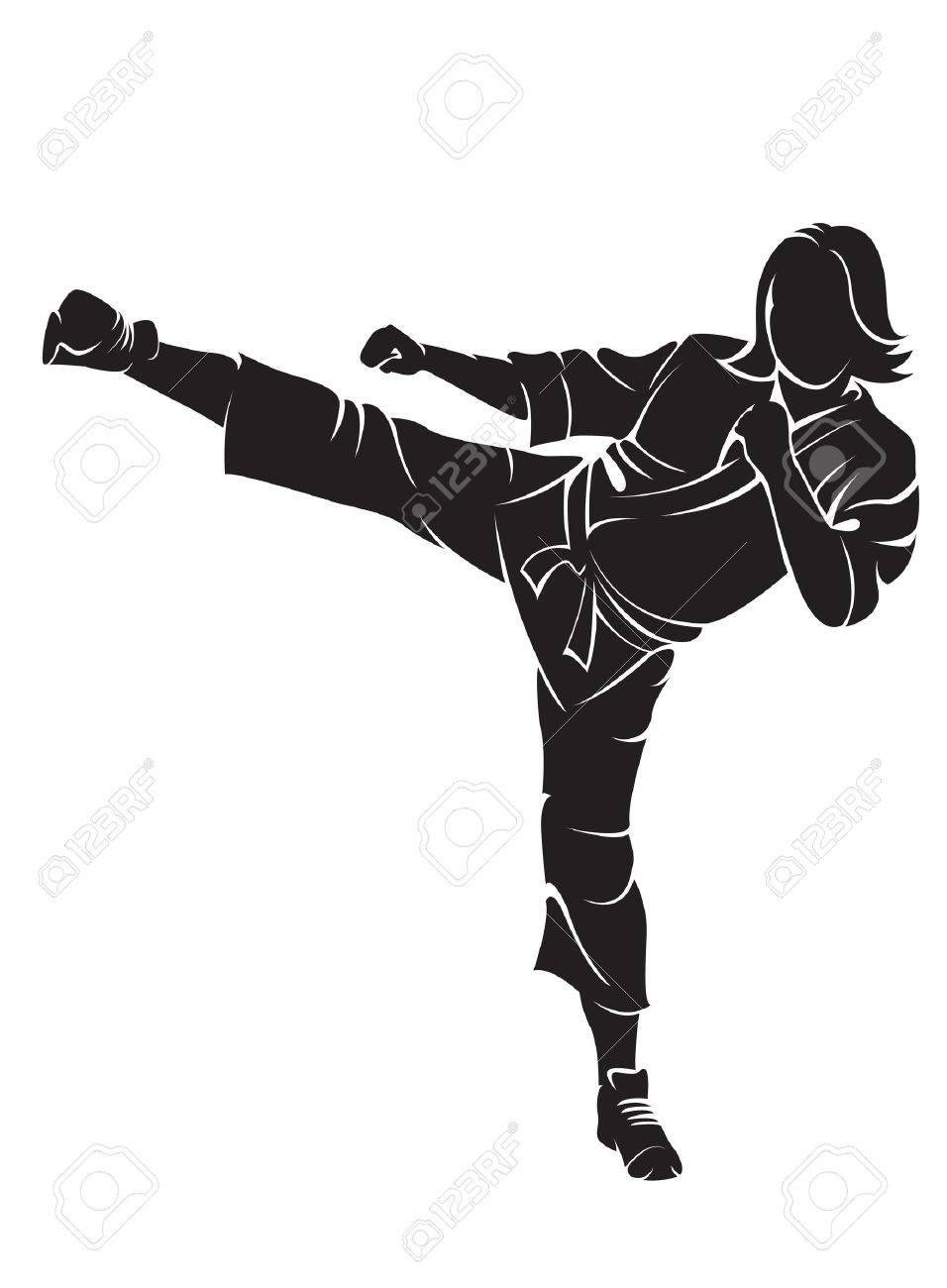 女性空手の戦闘機のイラスト素材 ベクタ Image