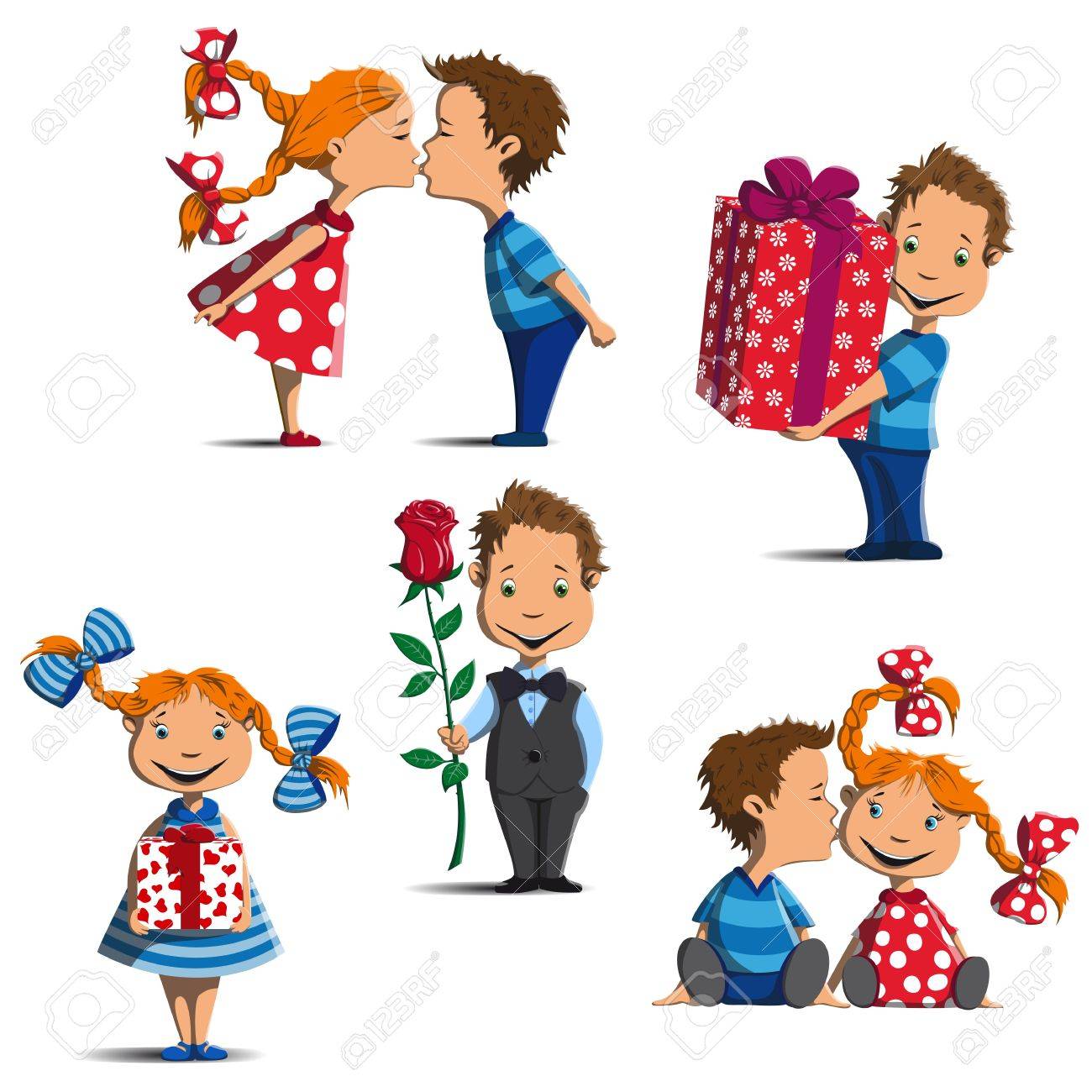女の子と男の子が立って 座って キス プレゼントや花を与えるのイラスト素材 ベクタ Image 女の子と男の子が立って 座って キス プレゼントや花を与えるのイラスト素材 ベクタ Image