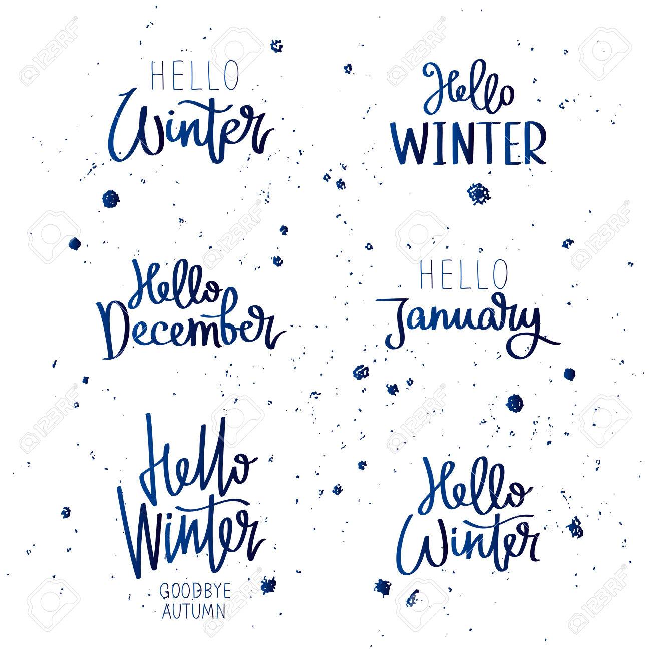 Set Zitate Uber Den Winter Hallo Winter Auf Wiedersehen Herbst Der Trend Kalligraphie Vektor Illustration Auf Weissem Hintergrund Elemente Fur Das Design Lizenzfrei Nutzbare Vektorgrafiken Clip Arts Illustrationen Image 64049287