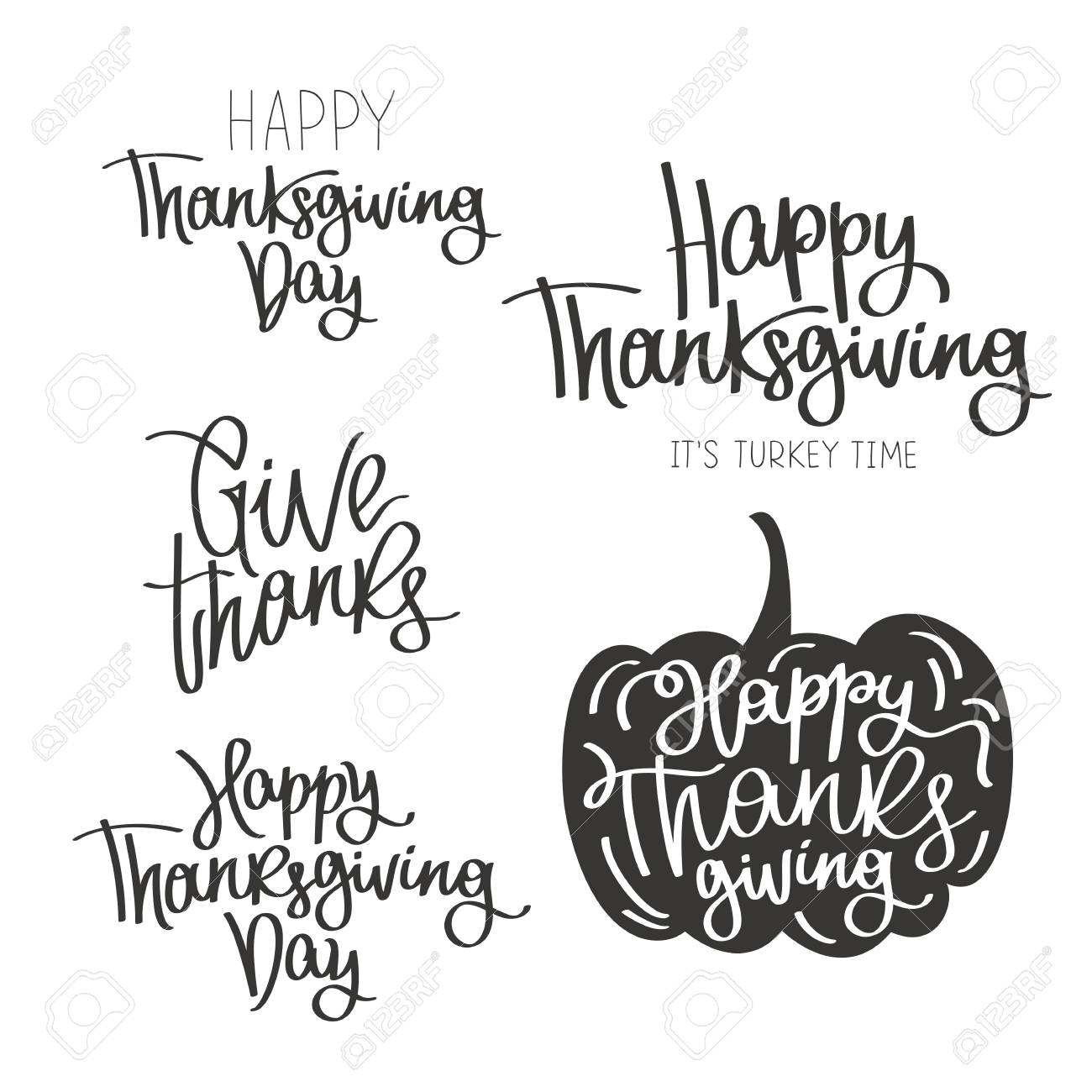 Set Of Quotes To The Happy Thanksgiving Day The Trend Calligraphy Vector Illustration On Set Of Quotes To The Happy Thanksgiving Day The Trend Calligraphy Vector Illustration On