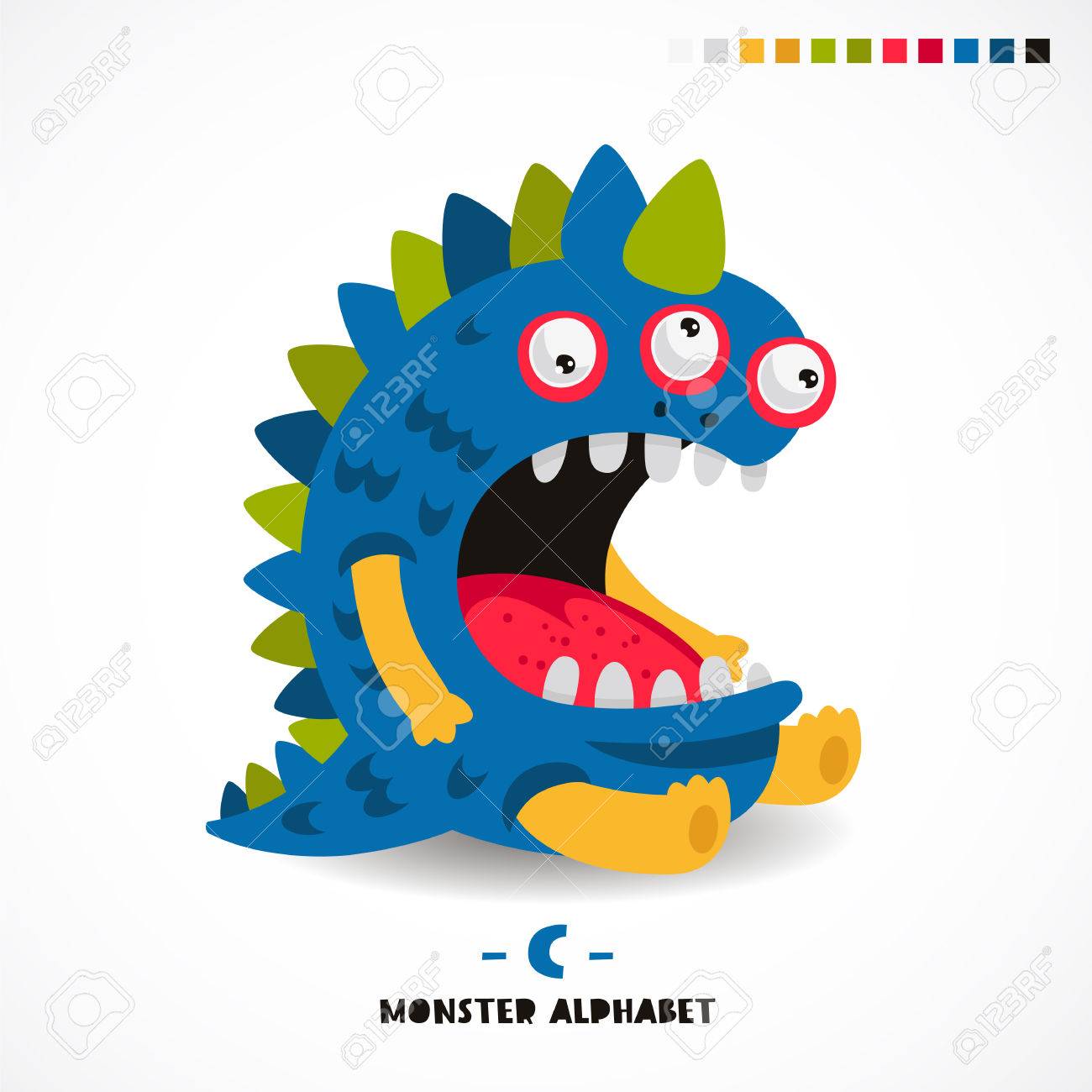 monster alphabet letter c strange animal vector illustration