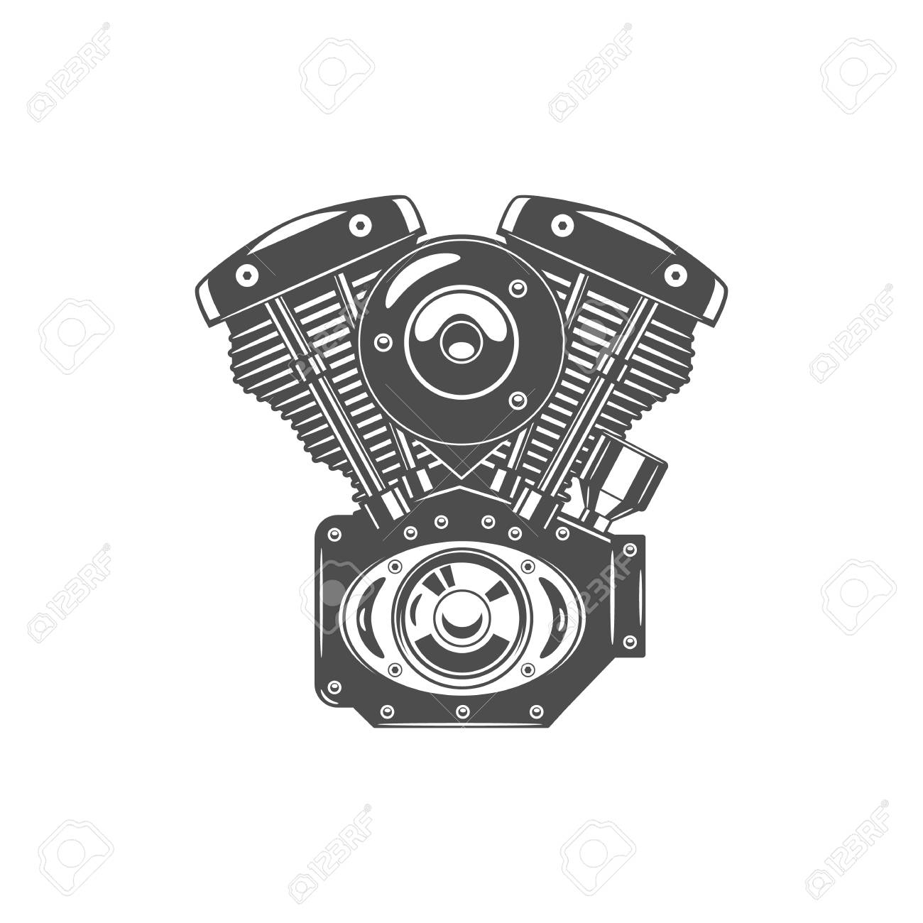 Monochrome Illustration Of Motorcycle Engine Royalty Free Cliparts Vectors And Stock Illustration Image