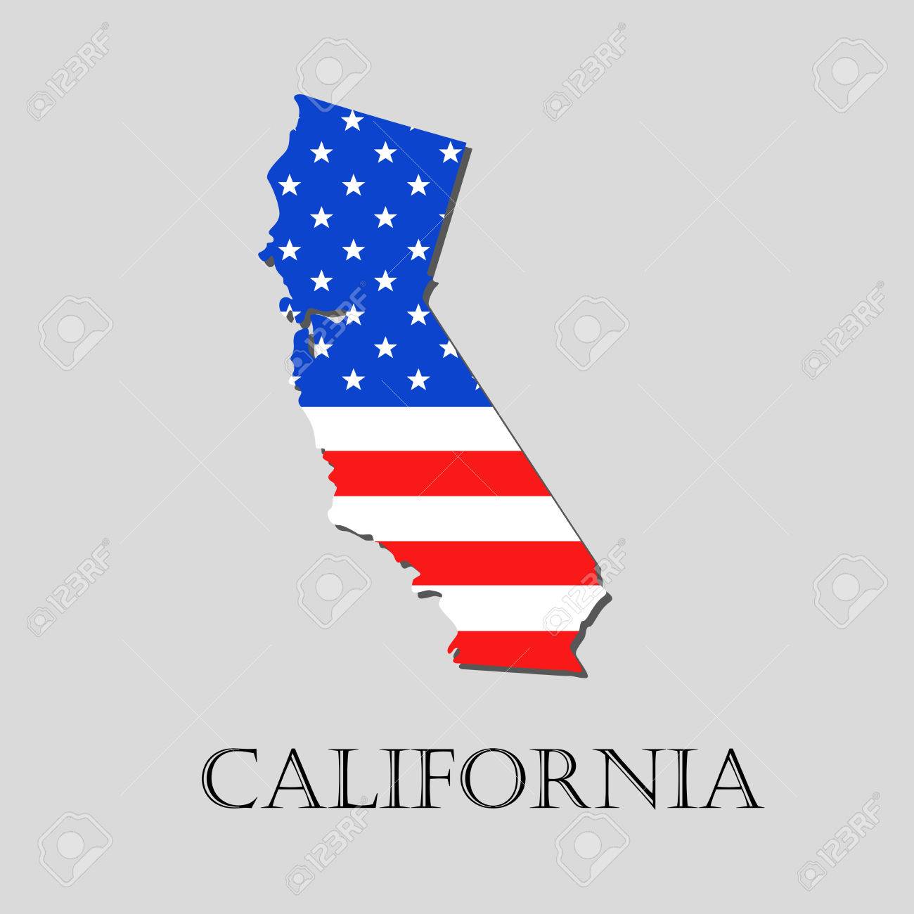 カリフォルニア州 アメリカの国旗の図の地図 アメリカ国旗地図 ベクトルの図 のイラスト素材 ベクタ Image