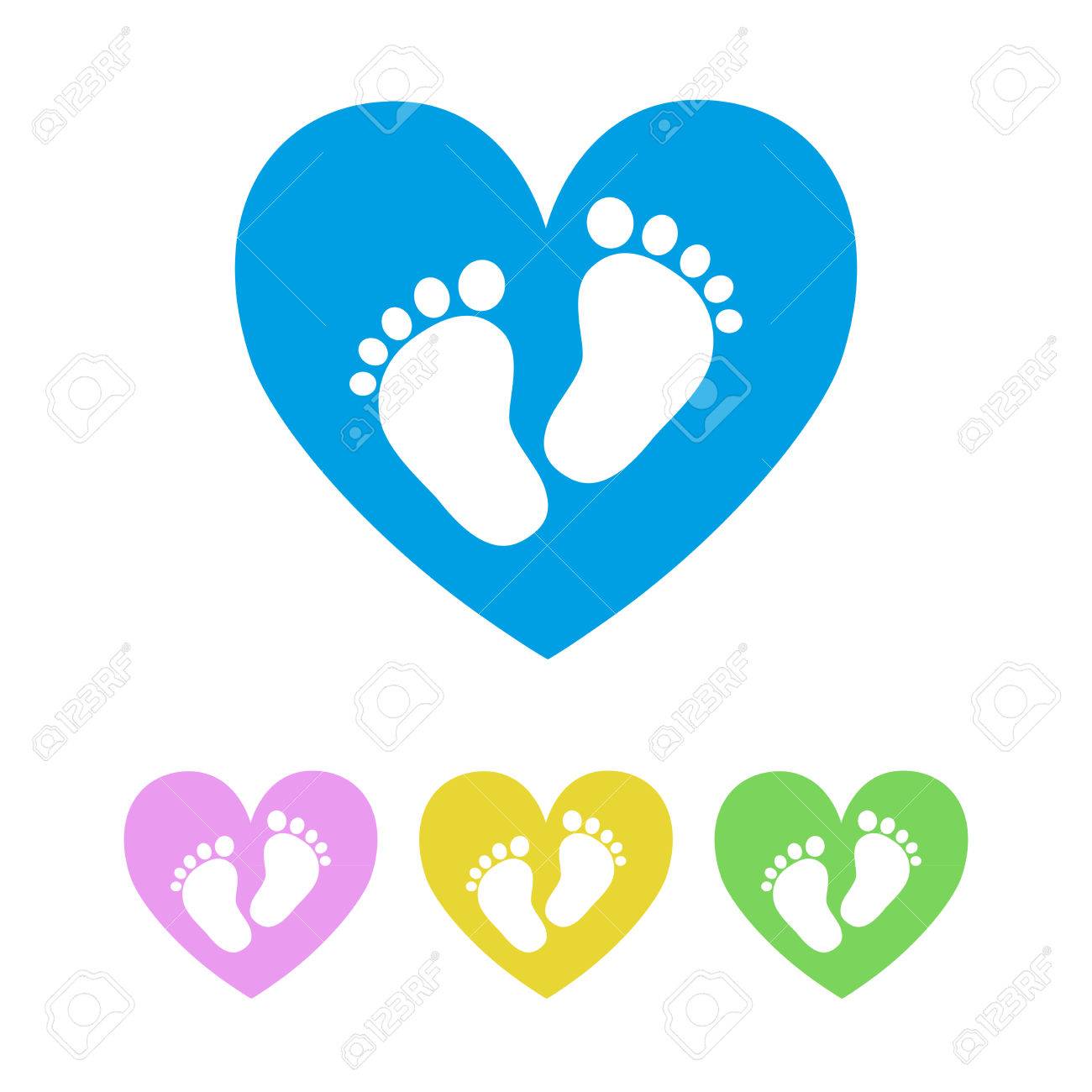 set of the baby footprints vector illustration white footprints