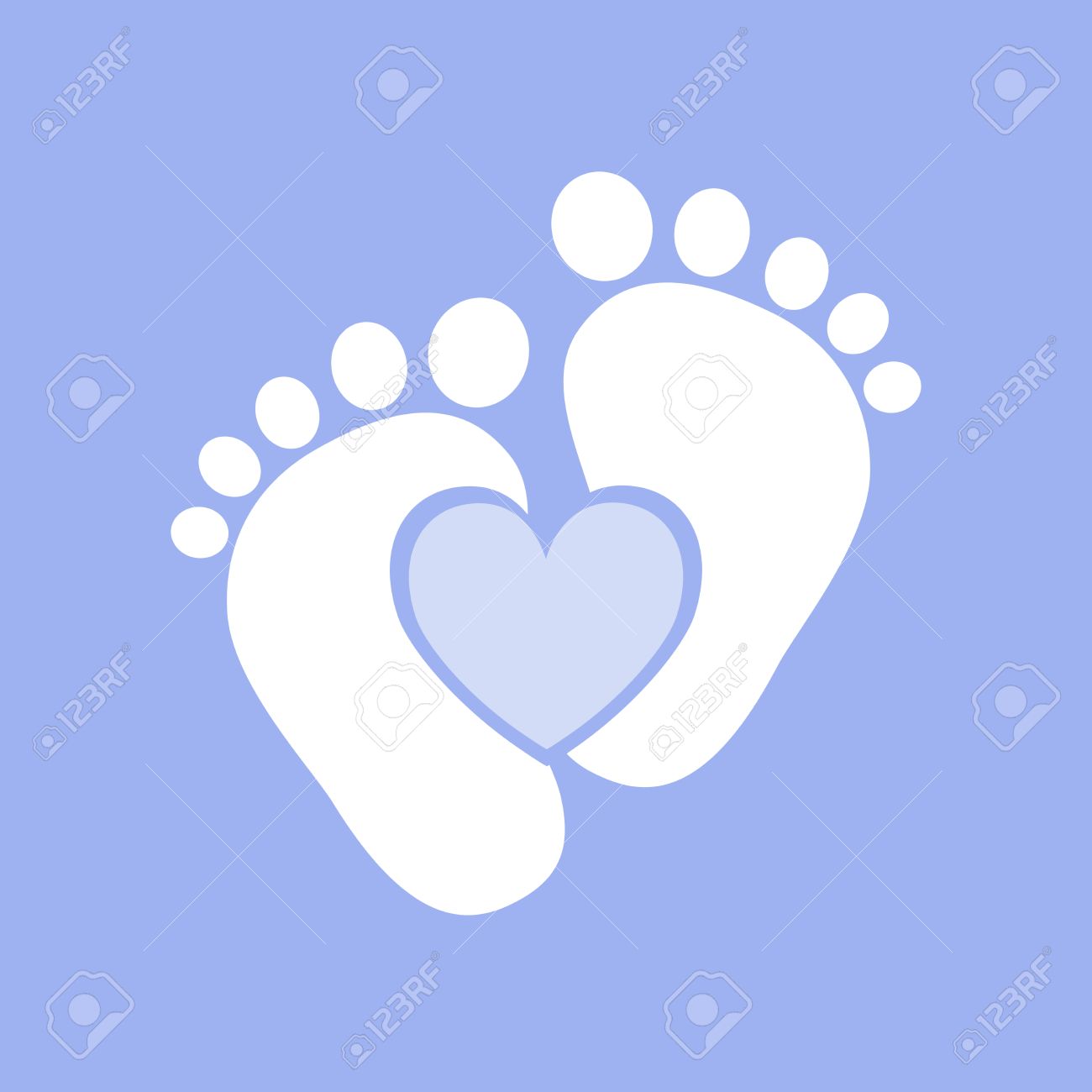 Huellas Del Bebe Simples Ilustracion Vectorial Huellas Azules Del Bebe Con La Imagen Del Corazon En El Interior Ilustraciones Vectoriales Clip Art Vectorizado Libre De Derechos Image