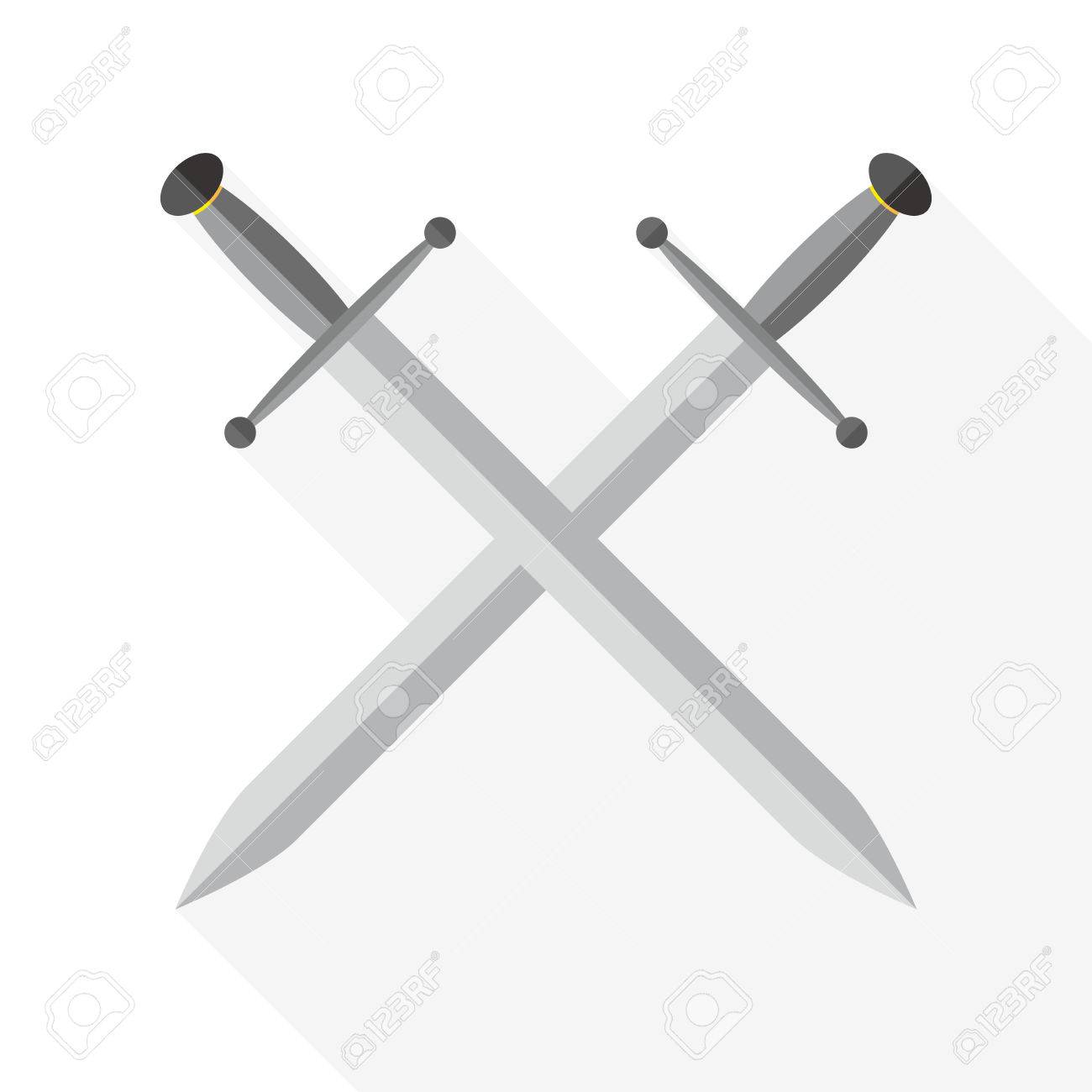 Premium Vector  Crossed swords icon in flat style on a white background  vector illustration