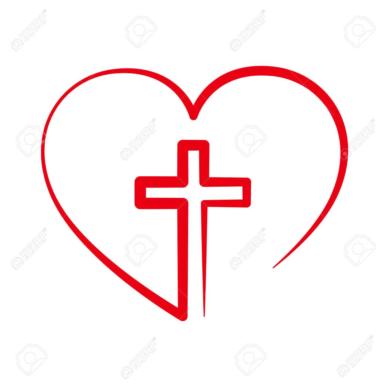 Christliches Kreuz Ikone Im Herzen Im Inneren Red Christian Kreuz Zeichen Isoliert Auf Weissem Hintergrund Vektor Illustration Christliches Symbol Lizenzfrei Nutzbare Vektorgrafiken Clip Arts Illustrationen Image 68354215