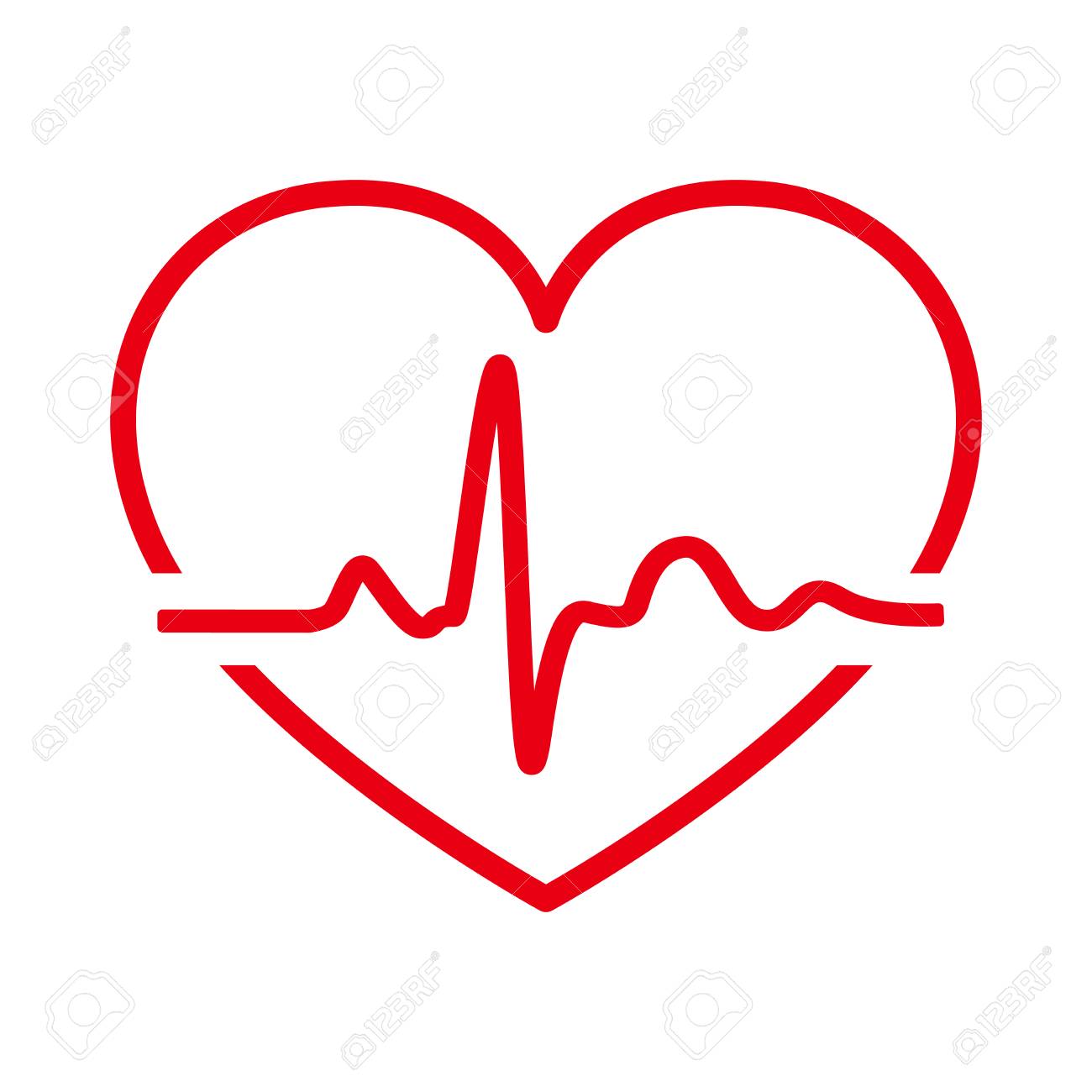 red heart icon with sign heartbeat vector illustration heart