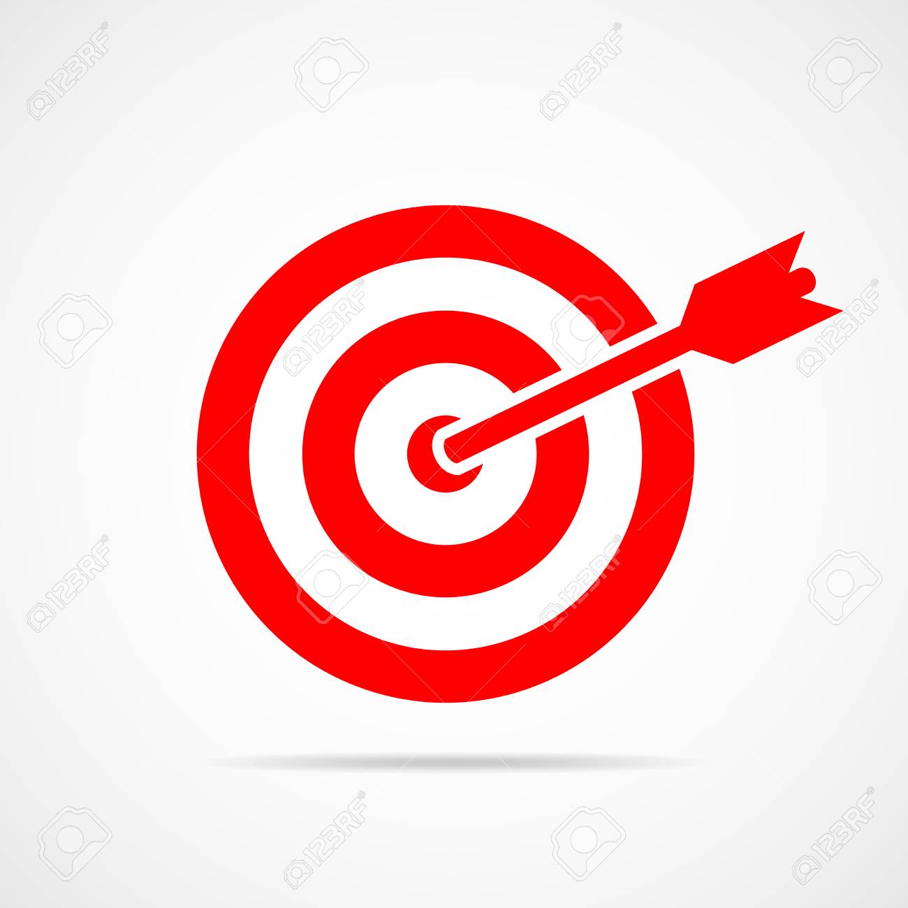 矢印をターゲットに Dart は 白い背景で隔離の対象します フラットなデザインでターゲット アイコン ベクトルの図 のイラスト素材 ベクタ Image