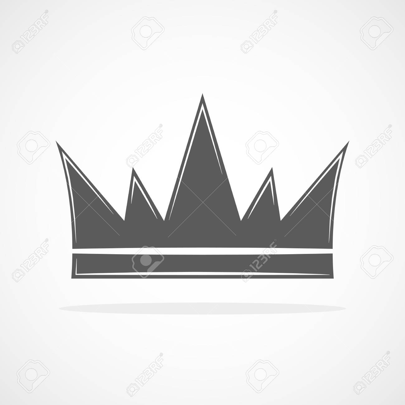 灰色のクラウン アイコン 白い背景に隔離されたクラウンシルエット ベクトルイラスト のイラスト素材 ベクタ Image