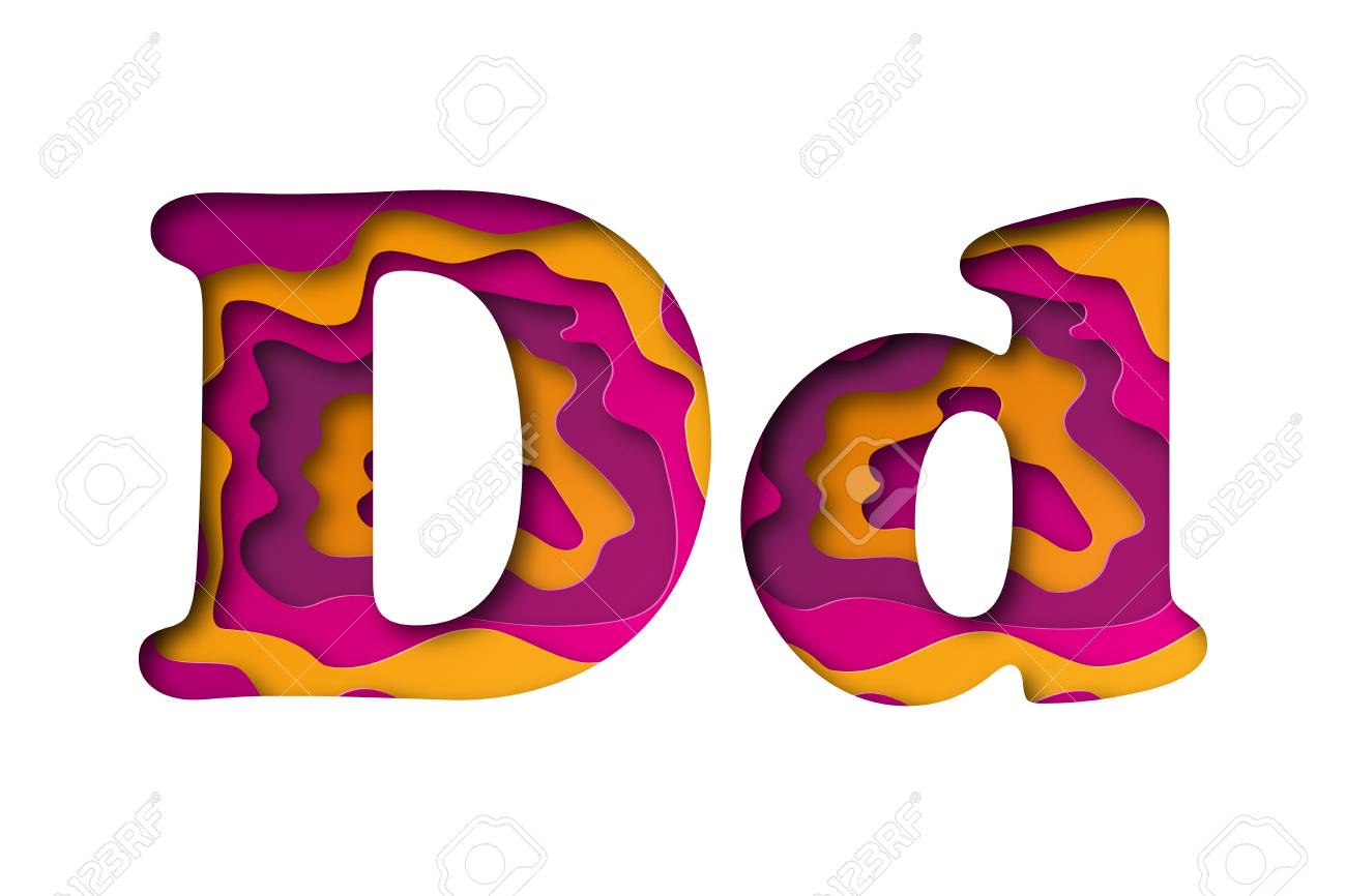 modern paper art of the colored letter d vector illustration