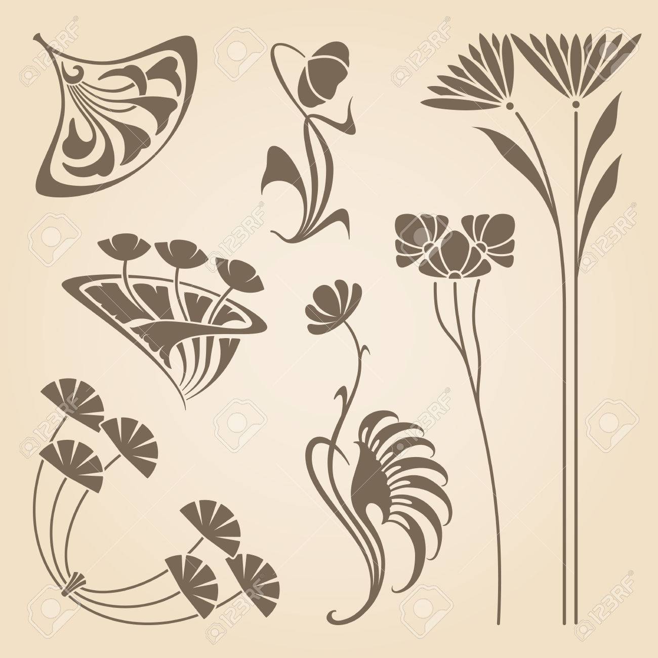 Art Deco Design Elements vector set of vintage art nouveau design elements. royalty free Art Deco Design Elements vector set of vintage art nouveau design elements. royalty free