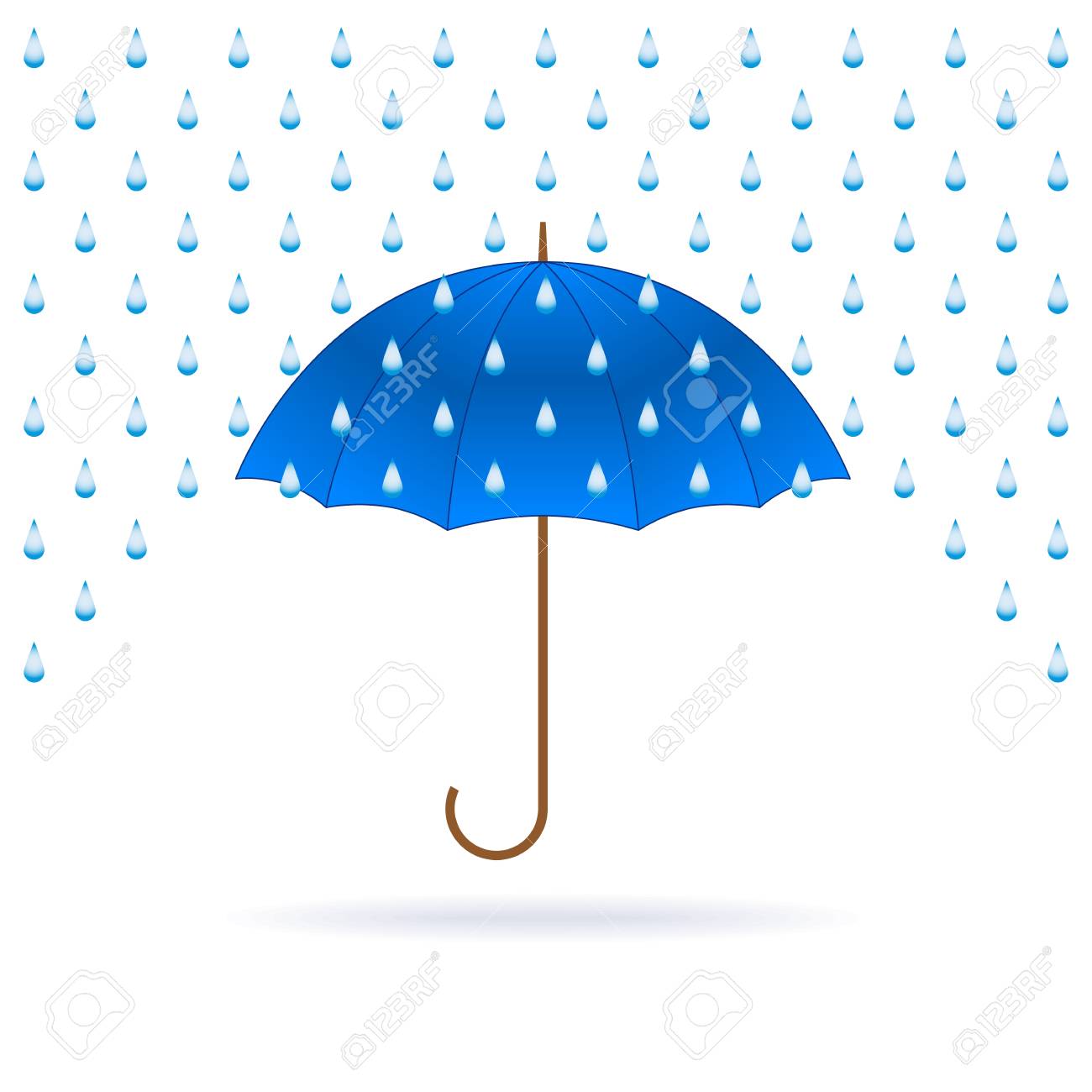 Vector Abrió Paraguas Azul Y La Lluvia En El Fondo Blanco. Ilustraciones Svg, Clip Art Libre De Derechos. Image 38723504.