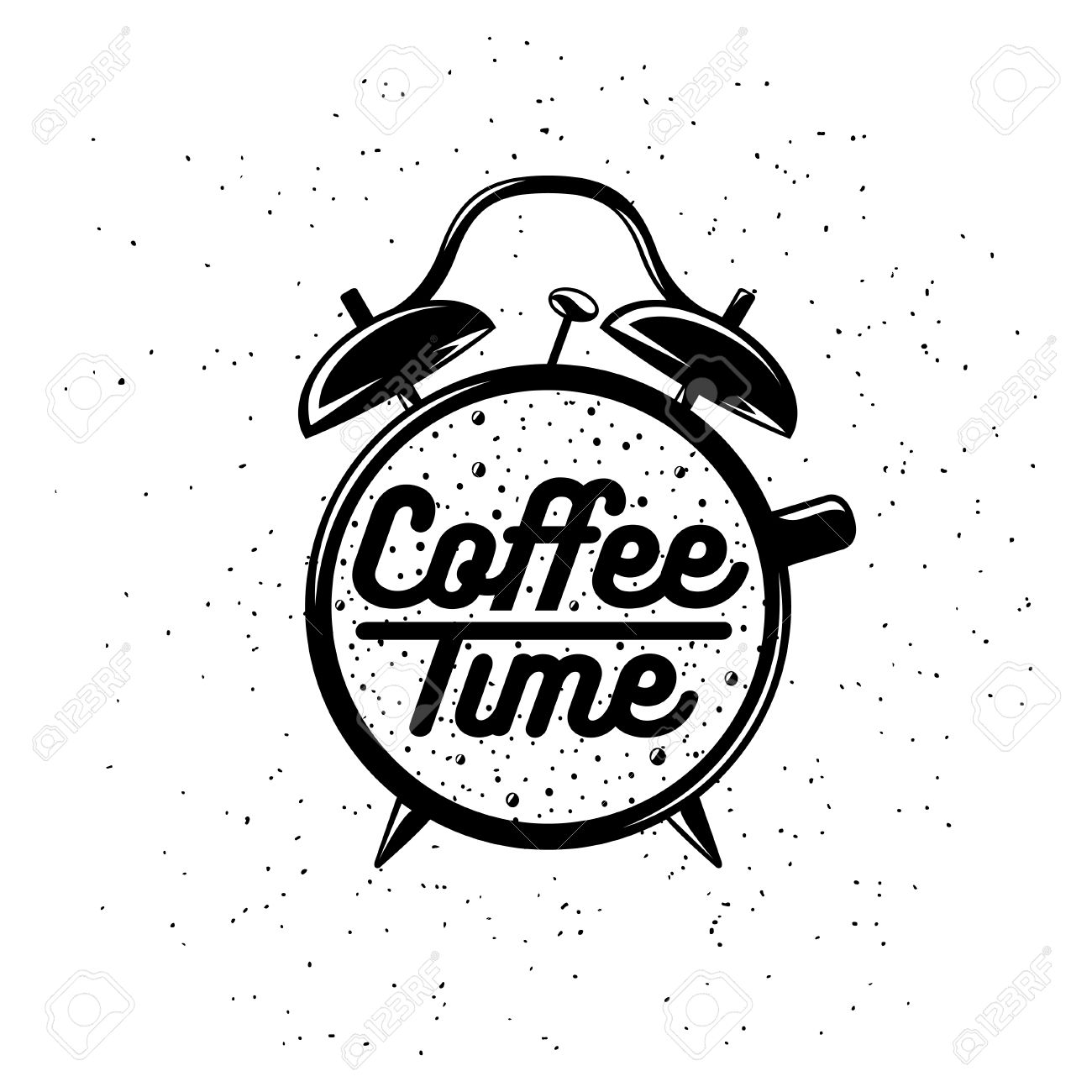 Alarm Clock Typography Coffee Related Poster Coffee Time Lettering Royalty Free Cliparts Vectors And Stock Illustration Image 49986106
