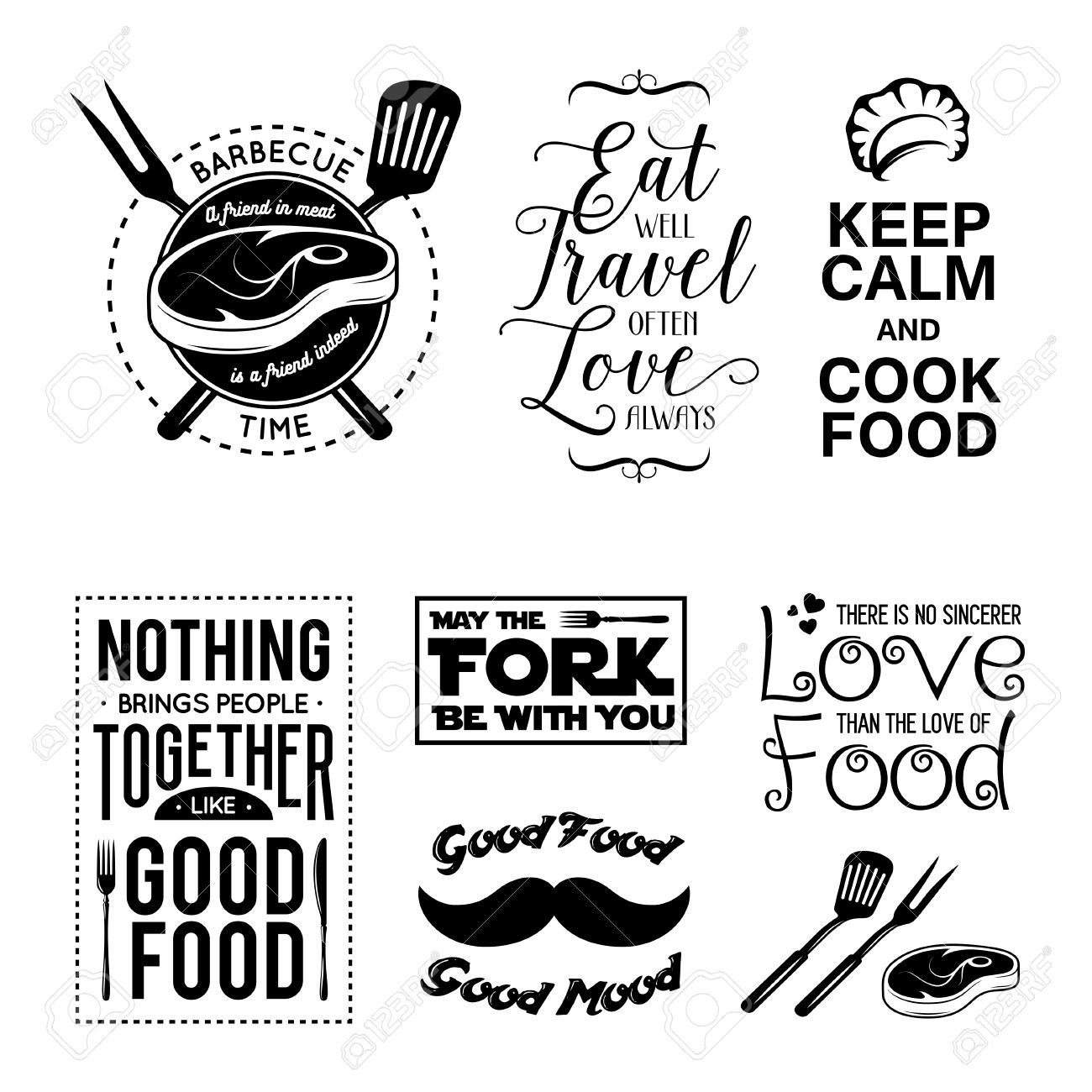 Fixed of basic foodstuff similar typographic rates. Vector example picture relating to Kitchen Printable identified as Established of traditional foods equivalent typographic offers. Vector instance
