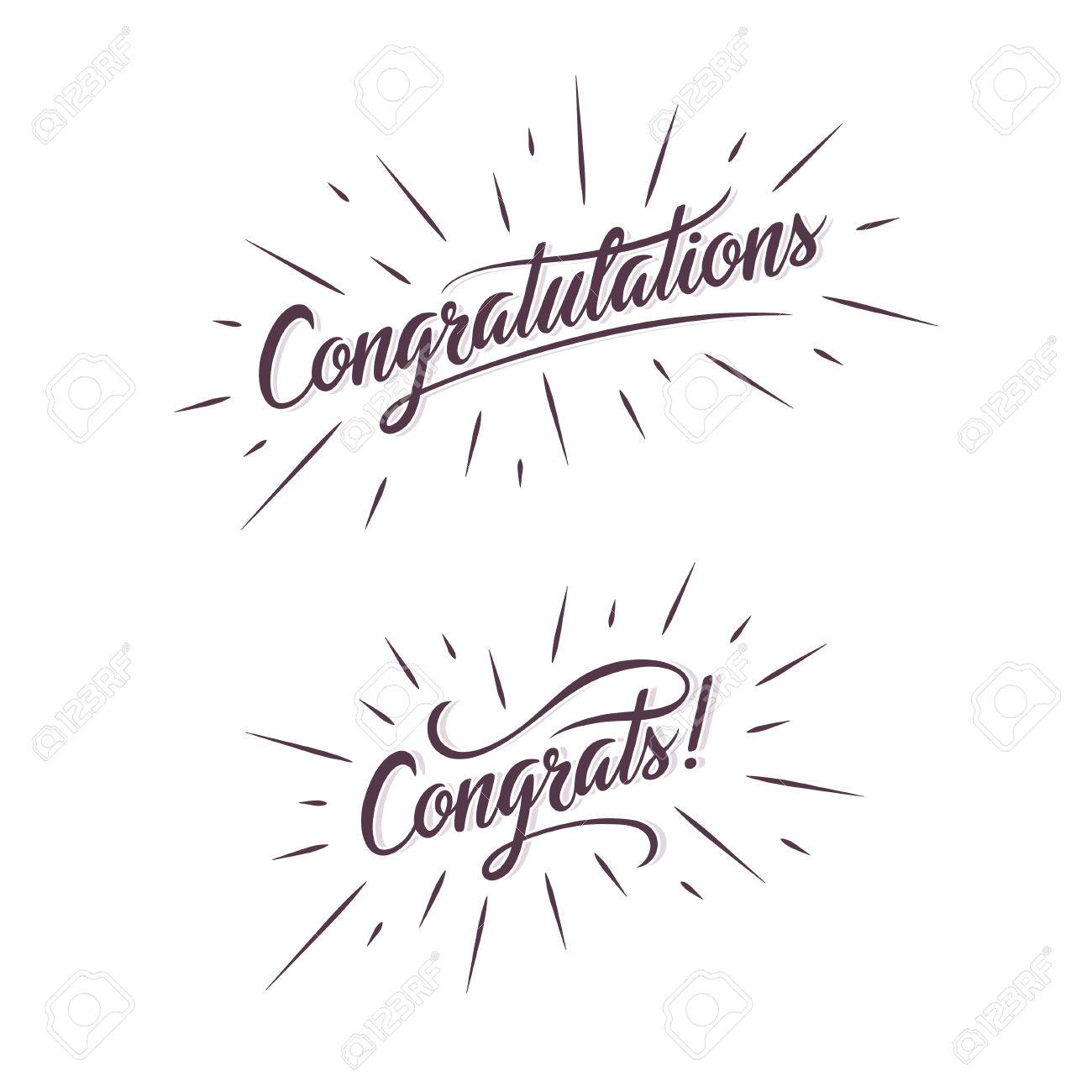 congratulations hand lettering illustration calligraphic greeting inscription handwritten typography trendy design element