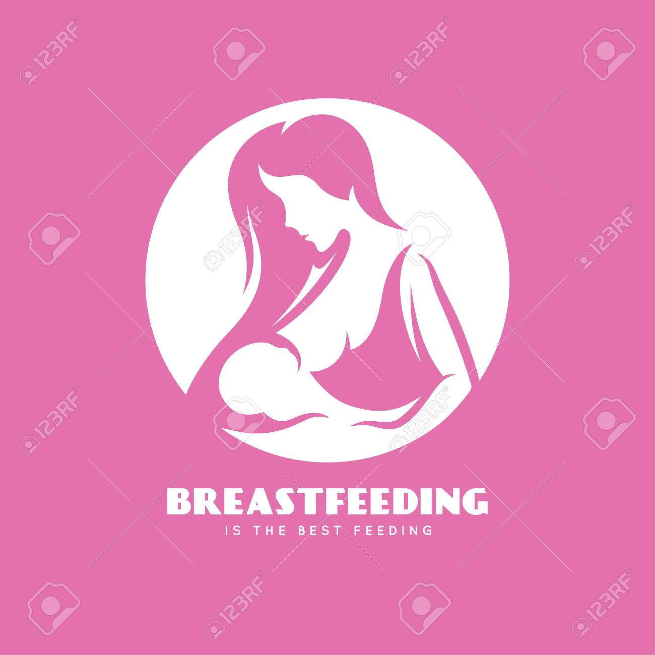 Breastfeeding is the best feedign minimalistic style poster. Breast feeding mother with a child. Vector vintage illustration. - 64411708 Breastfeeding is the best feedign minimalistic style poster. Breast feeding mother with a child. Vector vintage illustration. - 64411708