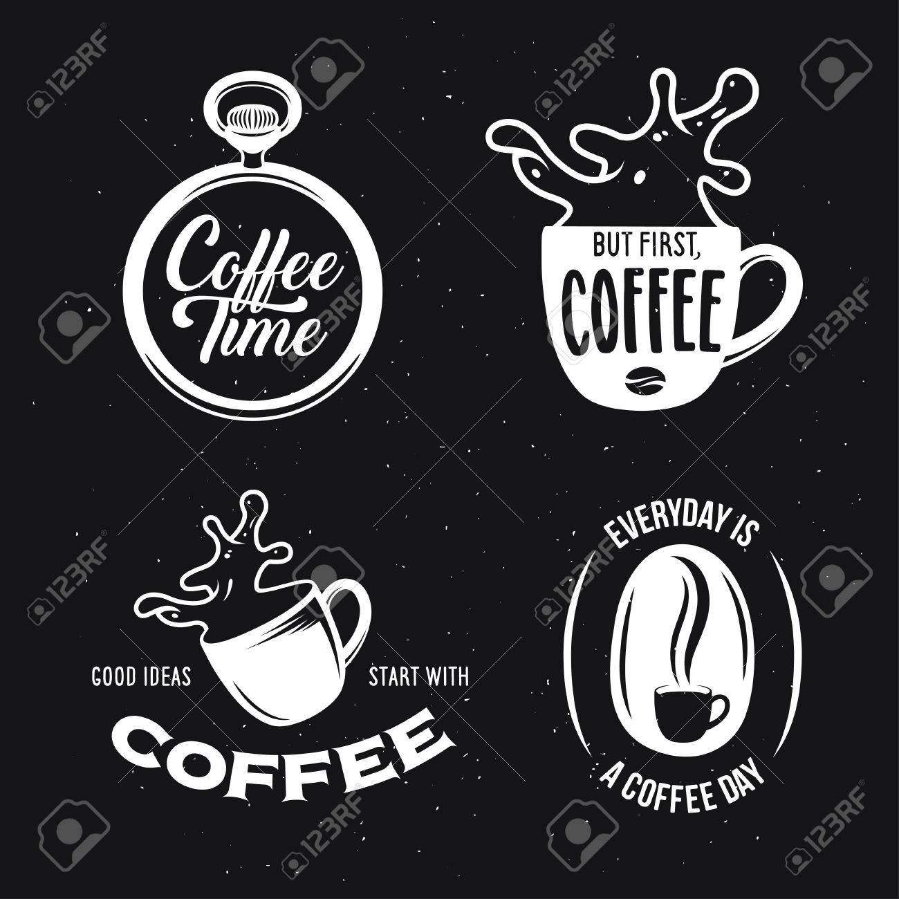 コーヒー関連の引用符セットです コーヒー タイム しかし 最初 コーヒー 良いアイデアは コーヒーから始まります 毎日がコーヒーの日です コーヒー ショップの要素を設計し バーを醸造します ベクトル ビンテージ イラスト のイラスト素材 ベクタ Image