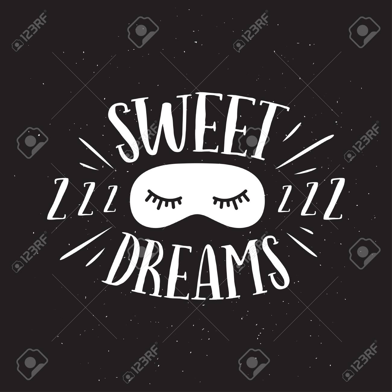 Sweet Dreams Good Night Typography Vector Vintage Illustration