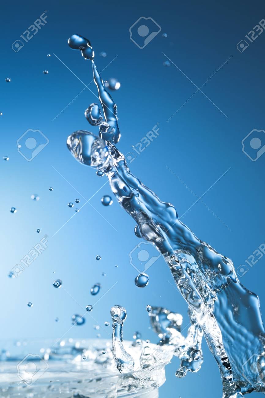 Abstract Splash of Water on a Blue Background - 42016735 Abstract Splash of Water on a Blue Background - 42016735