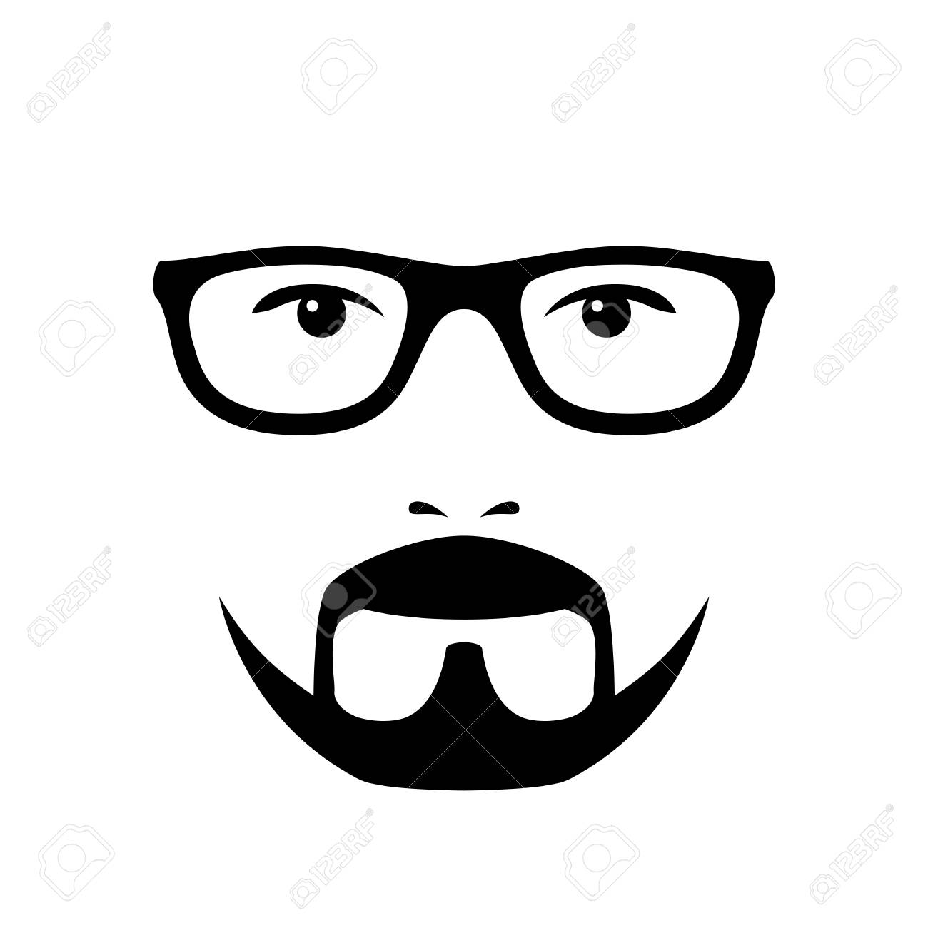 眼鏡とひげで男の顔 写真の小道具 ベクトルのイラスト のイラスト素材 ベクタ Image