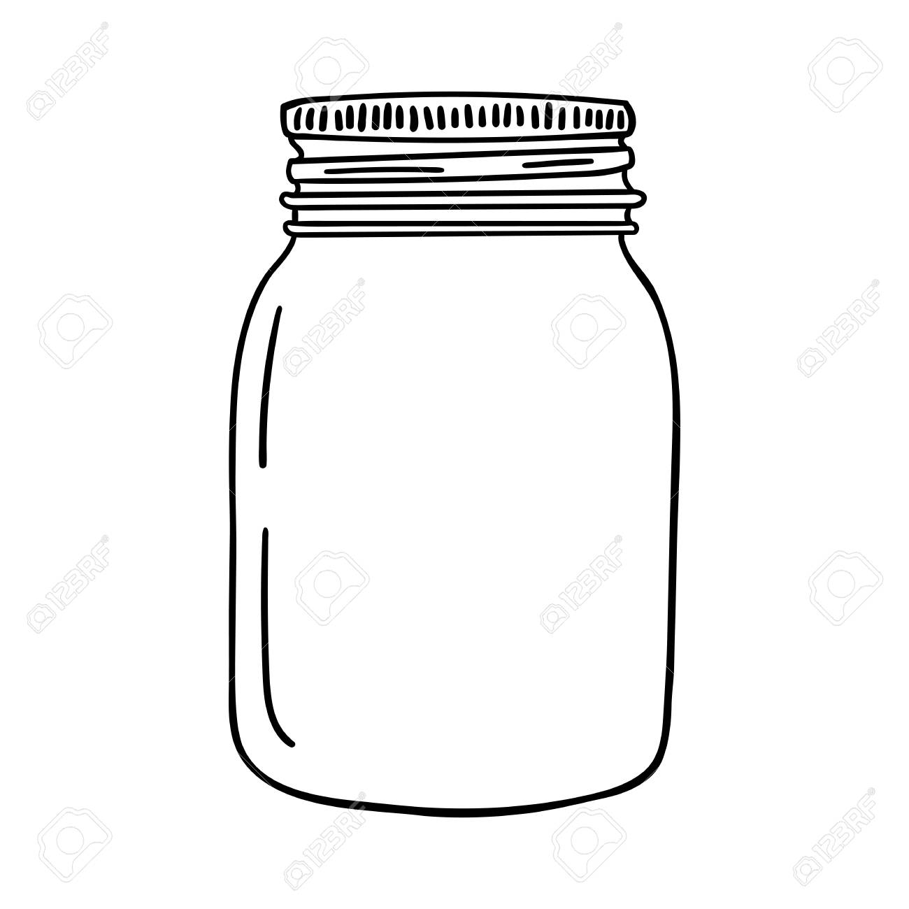 Hand drawn mason jar. Contour sketch vector illustration. - 97624290 Hand drawn mason jar. Contour sketch vector illustration. - 97624290