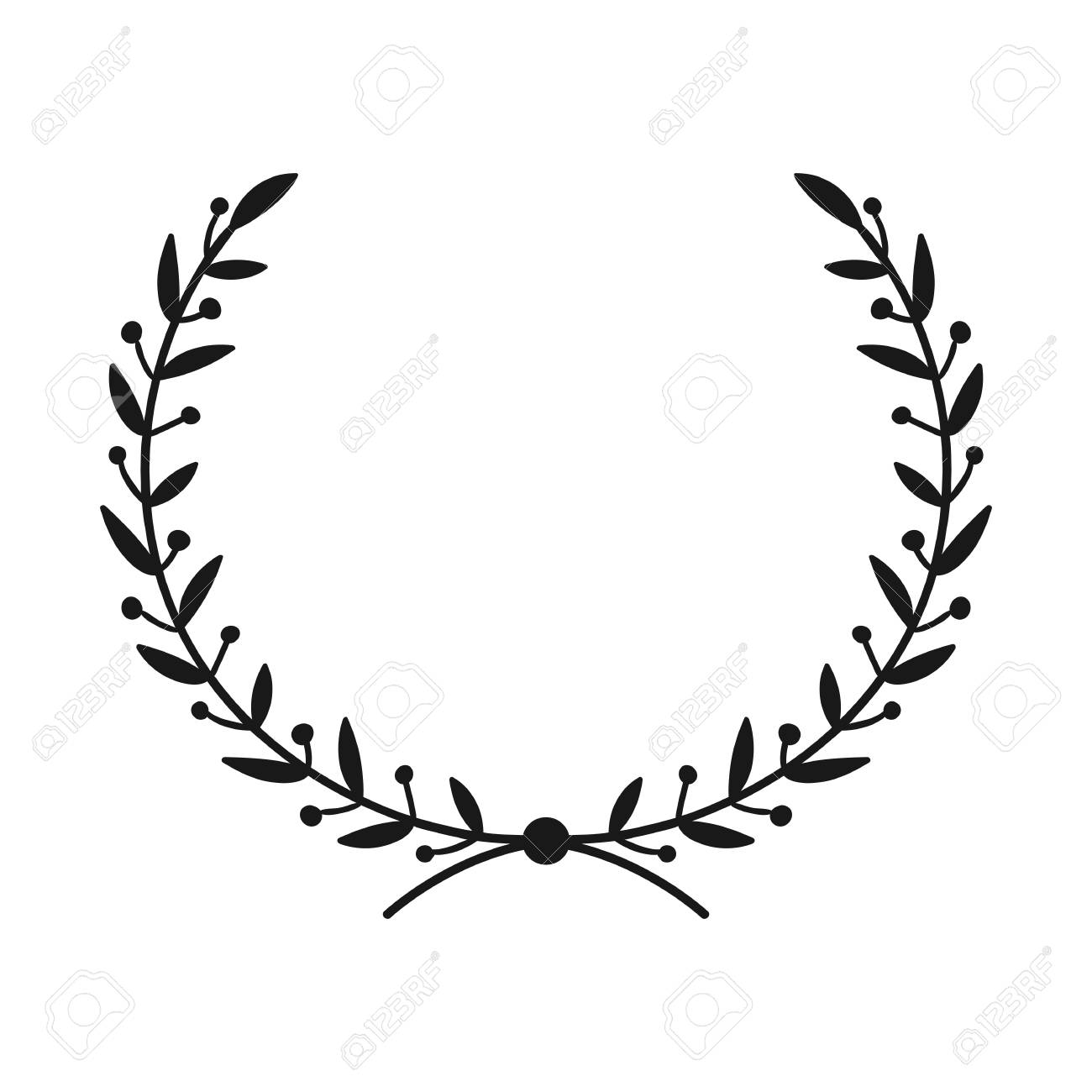 Laurel Wreath Hand Drawn Vector Round Frame For Invitations