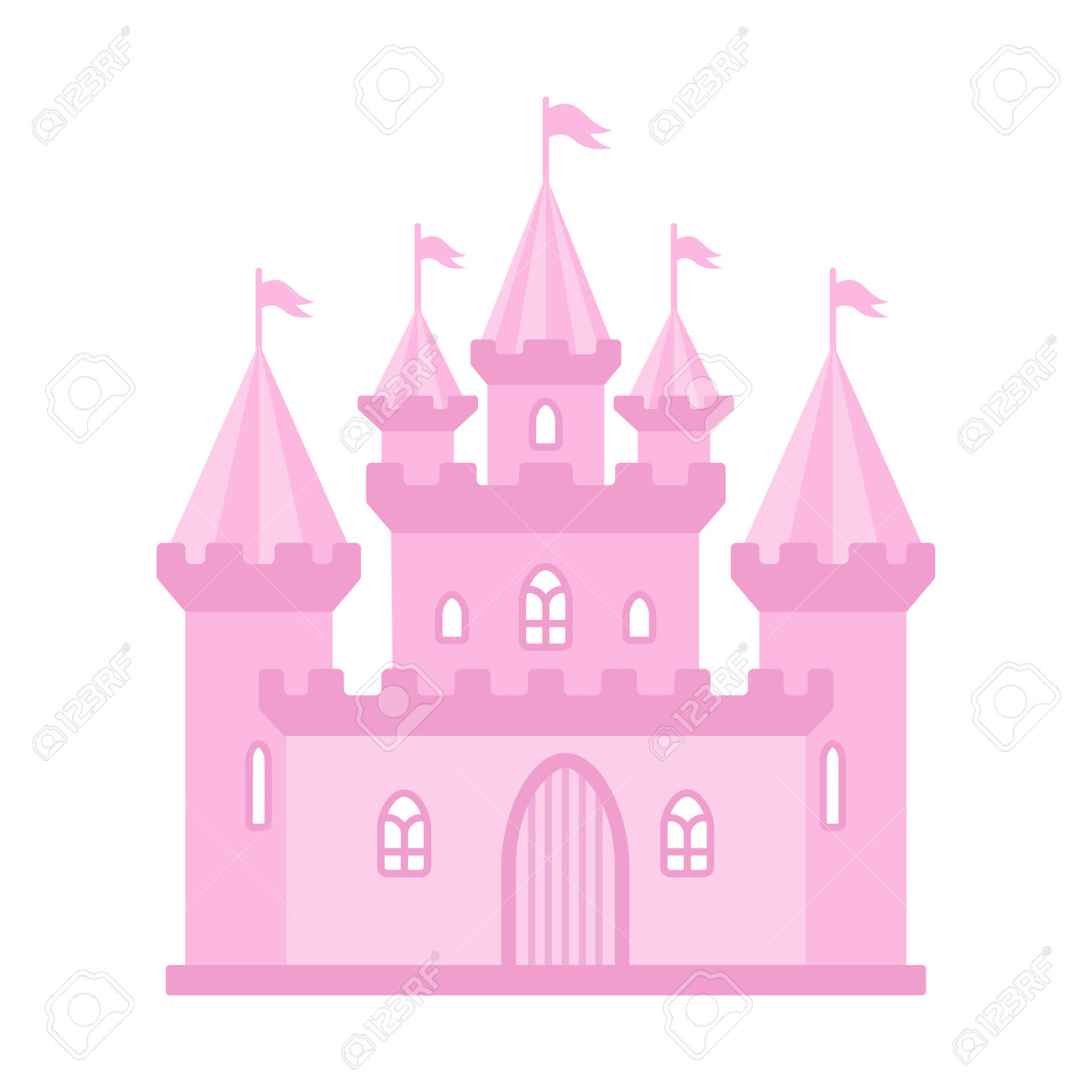 Pink Princess Castle. Medieval House. Magic Kingdom. Vector Illustration  Isolated On White Background Royalty Free SVG, Cliparts, Vectors, and Stock  Illustration. Image 193029915., image size:1300x1300