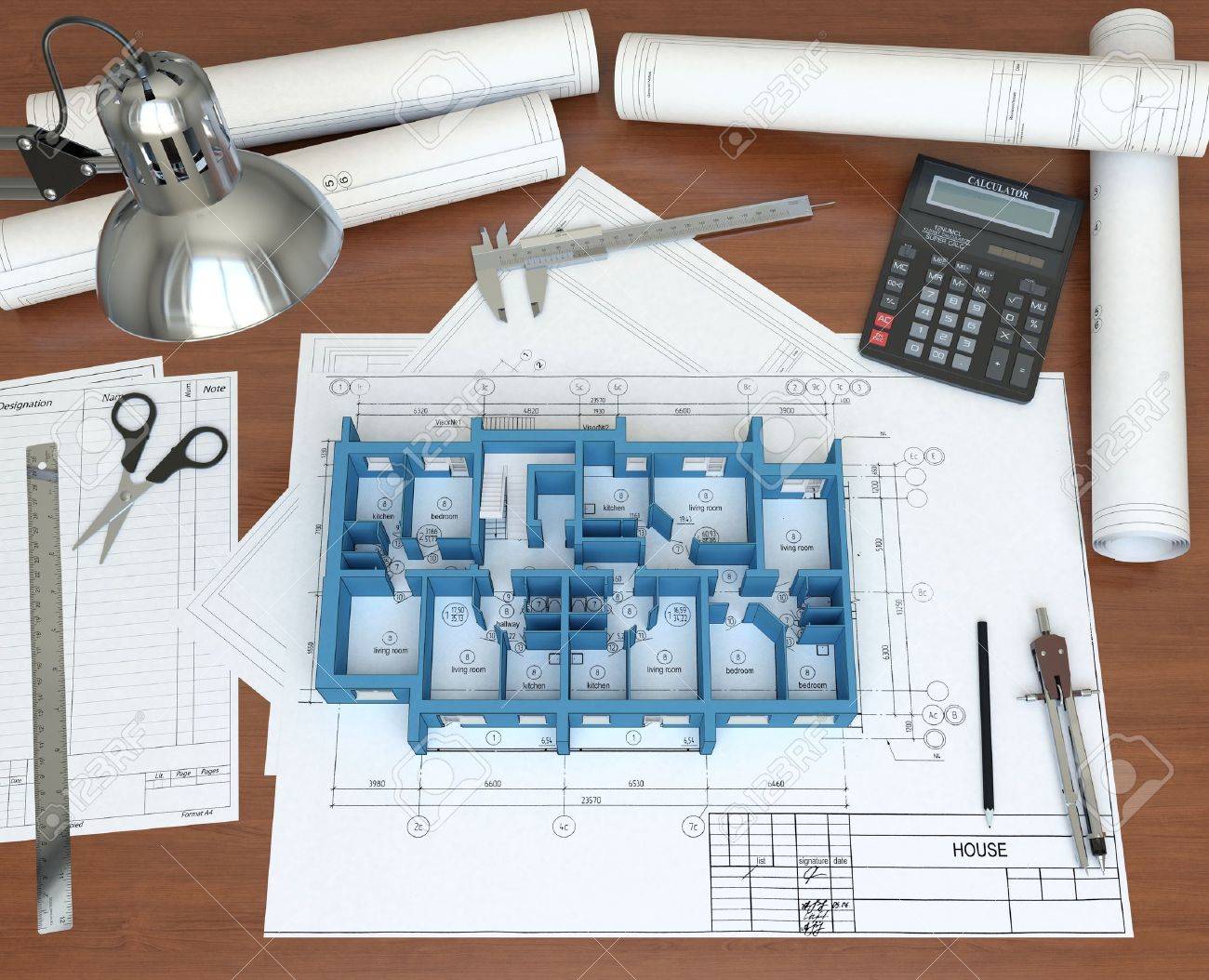 3d model floor of the house on the desktop architect 3d rendering