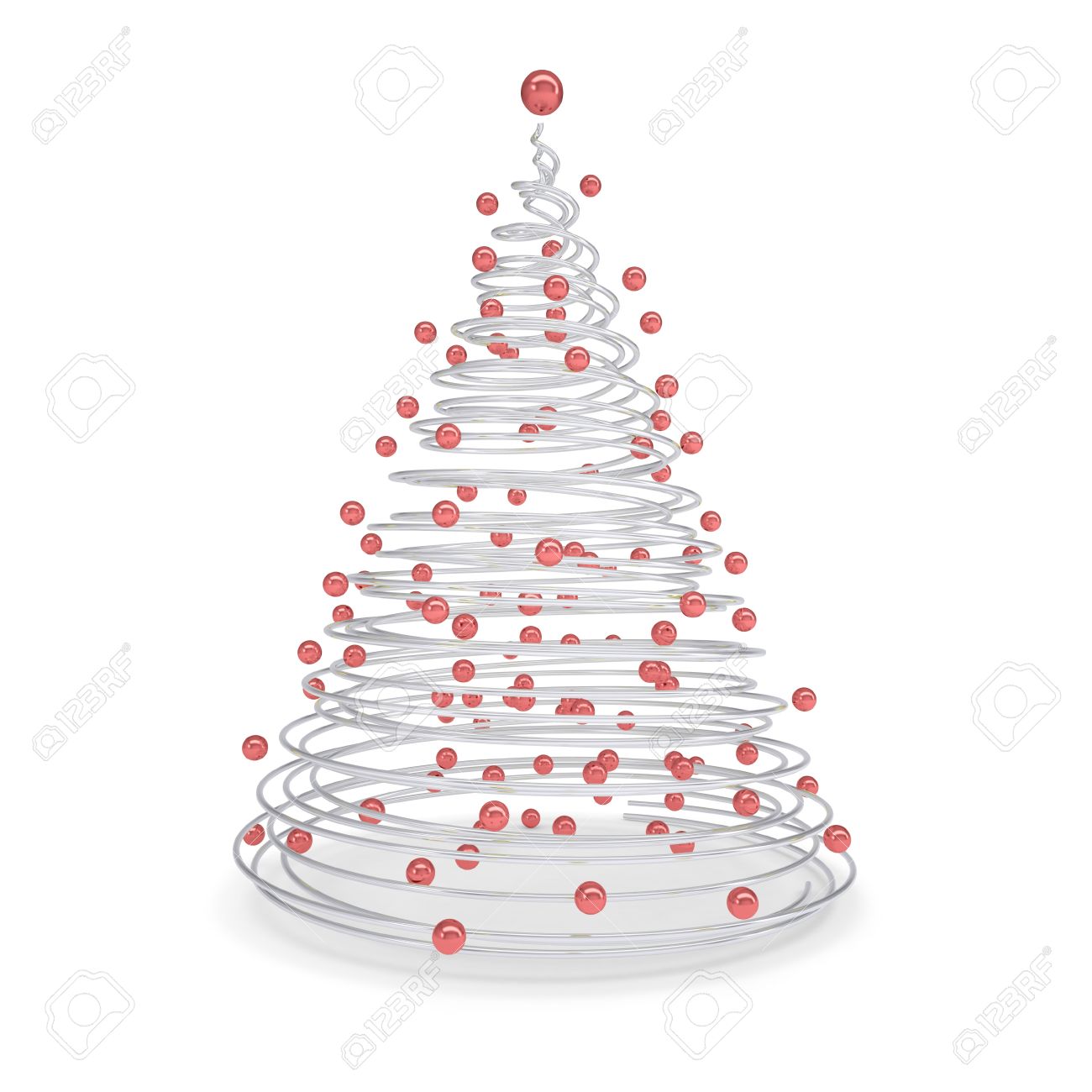 Weihnachtsbaum Aus Metall Spiralen Und Roten Kugeln Isoliert Render Auf Weissem Hintergrund Lizenzfreie Fotos Bilder Und Stock Fotografie Image 16957703