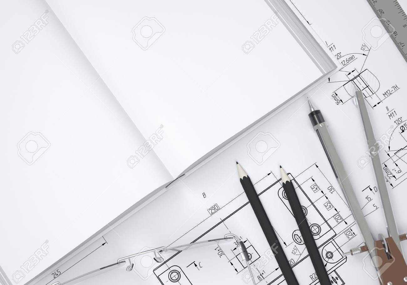 Livre Lunettes Règle Compas Et Crayon Trouvent Sur Le Dessin Rendu 3d
