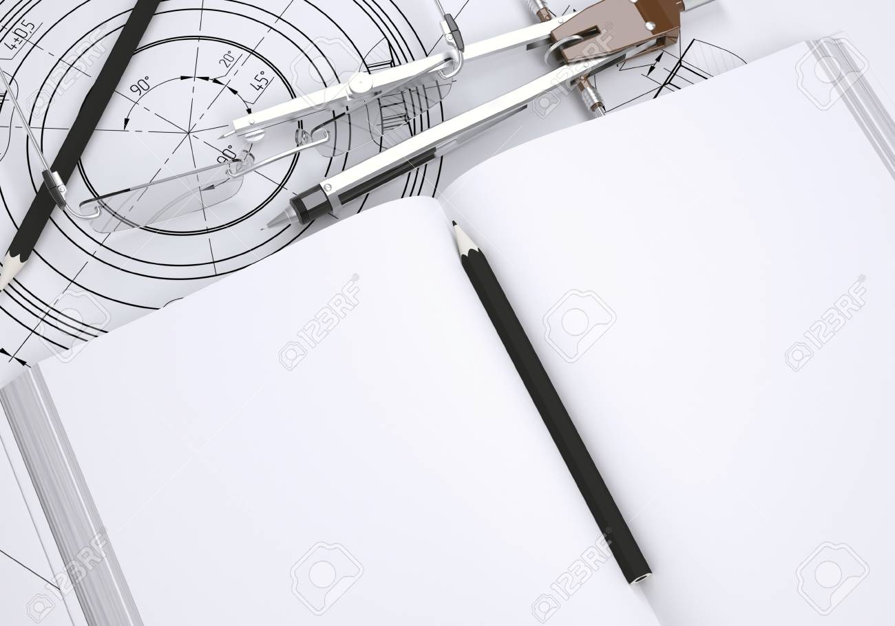 Livre Lunettes Règle Compas Et Crayon Trouvent Sur Le Dessin Rendu 3d