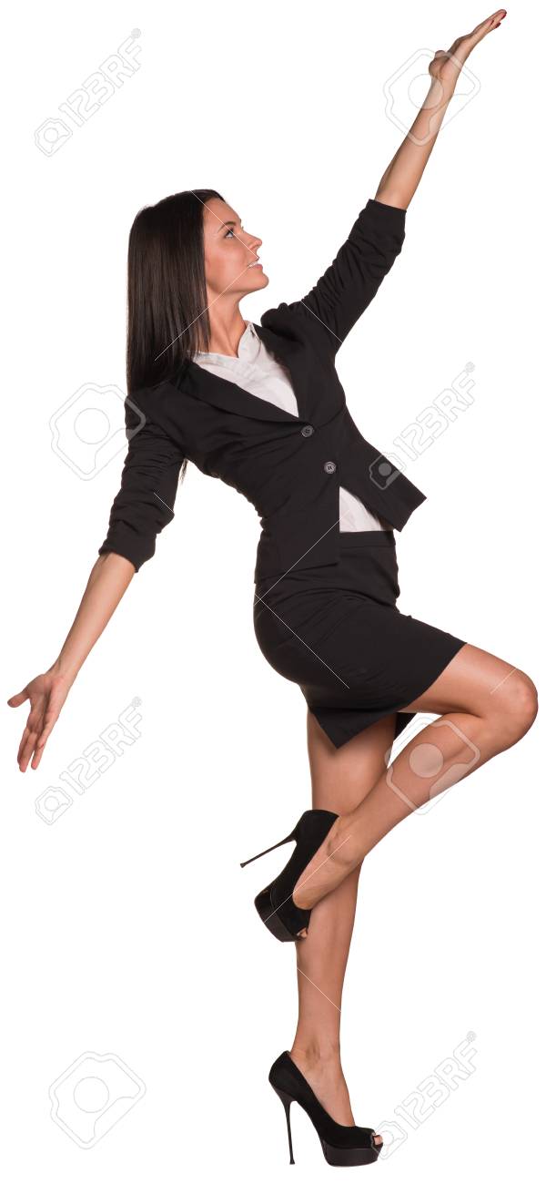 美しい実業家と見上げるとポーズ の写真素材 画像素材 Image