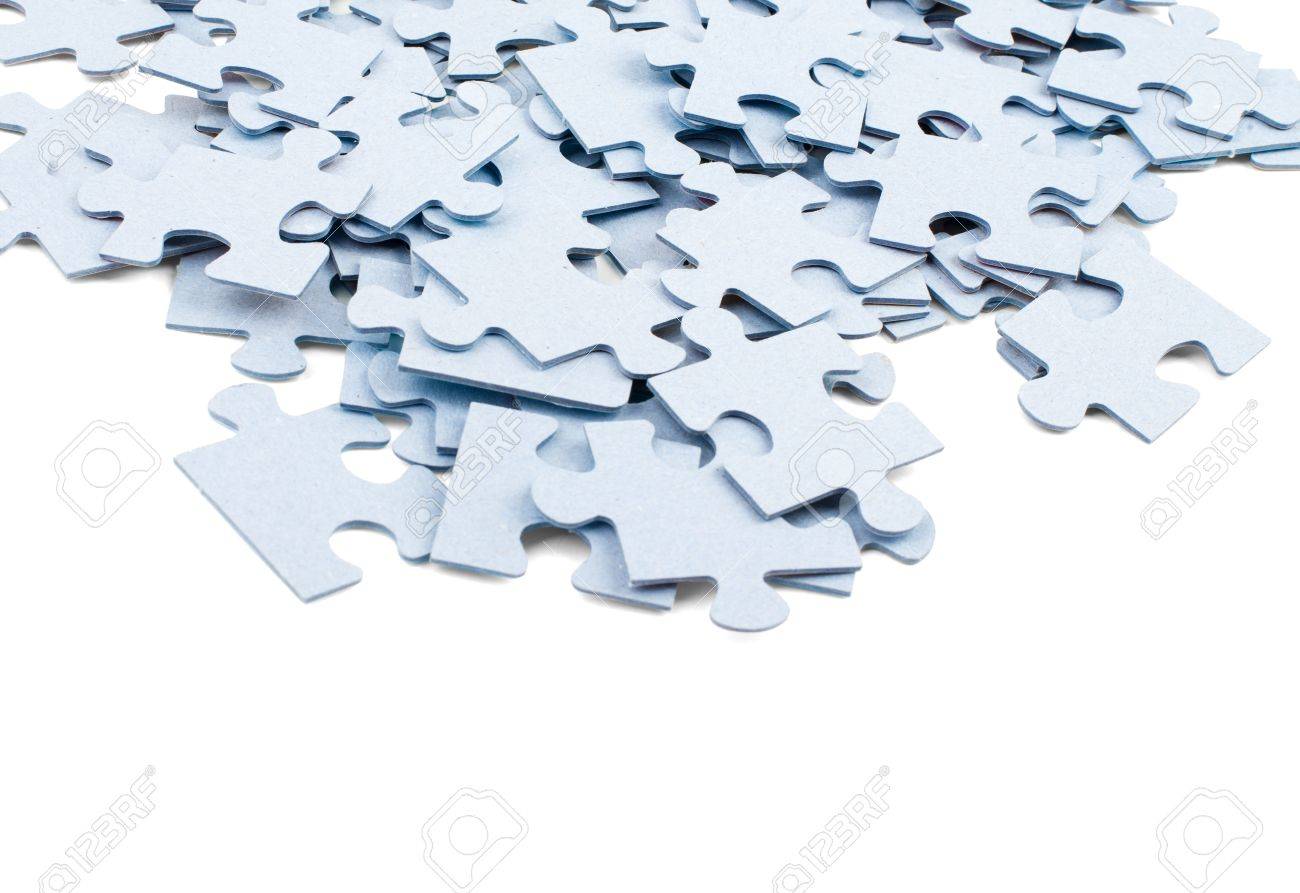 Pile Of Grey Blank Puzzle Pieces Isolated On White Background Stock Photo Picture And Royalty Free Image Image 57020811