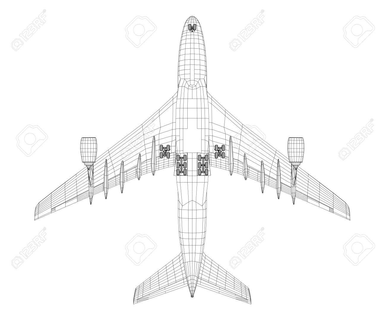 ワイヤー フレーム スタイルの飛行機のイラスト素材 ベクタ Image