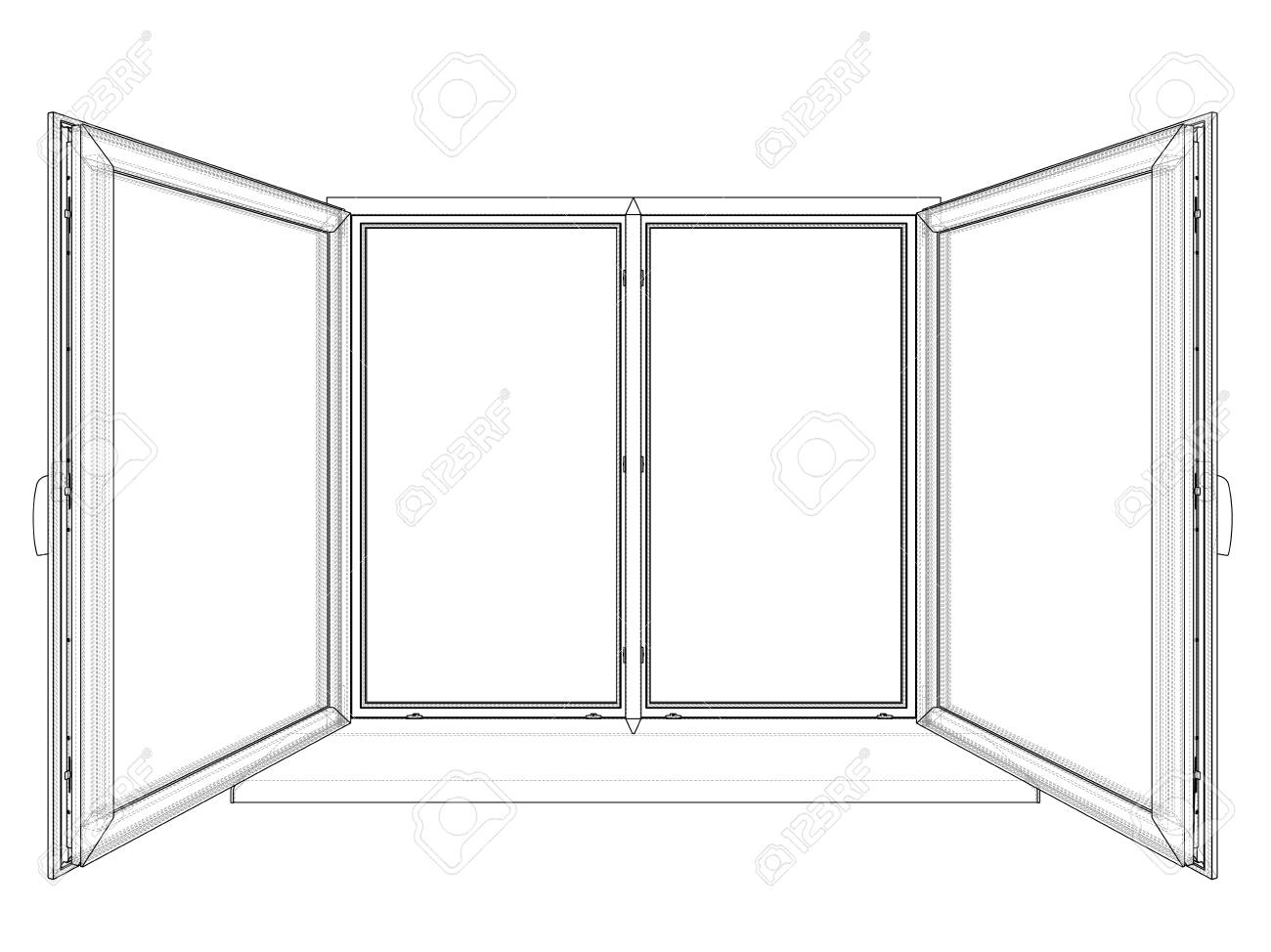 Ventana De Casa Abierta Ilustracion De Estilo De Dibujo Ilustraciones Vectoriales Clip Art Vectorizado Libre De Derechos Image 86547484