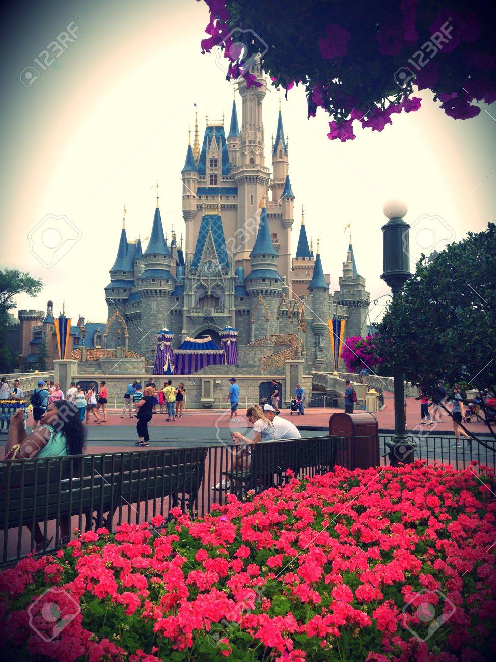 cinderella castle at the magic kingdom in walt disney world stock