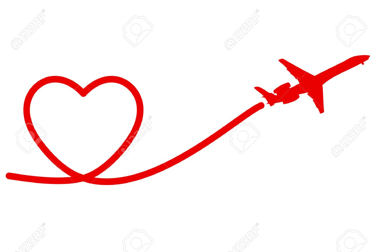 holiday banner heart and plane vector illustration royalty free