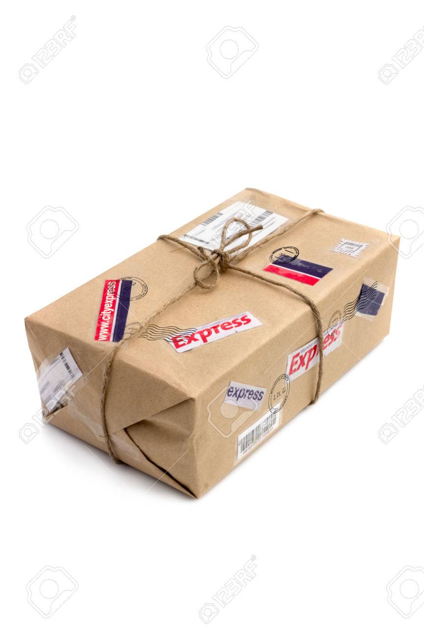Postal package isolated over the white background - 23796717 Postal package isolated over the white background - 23796717
