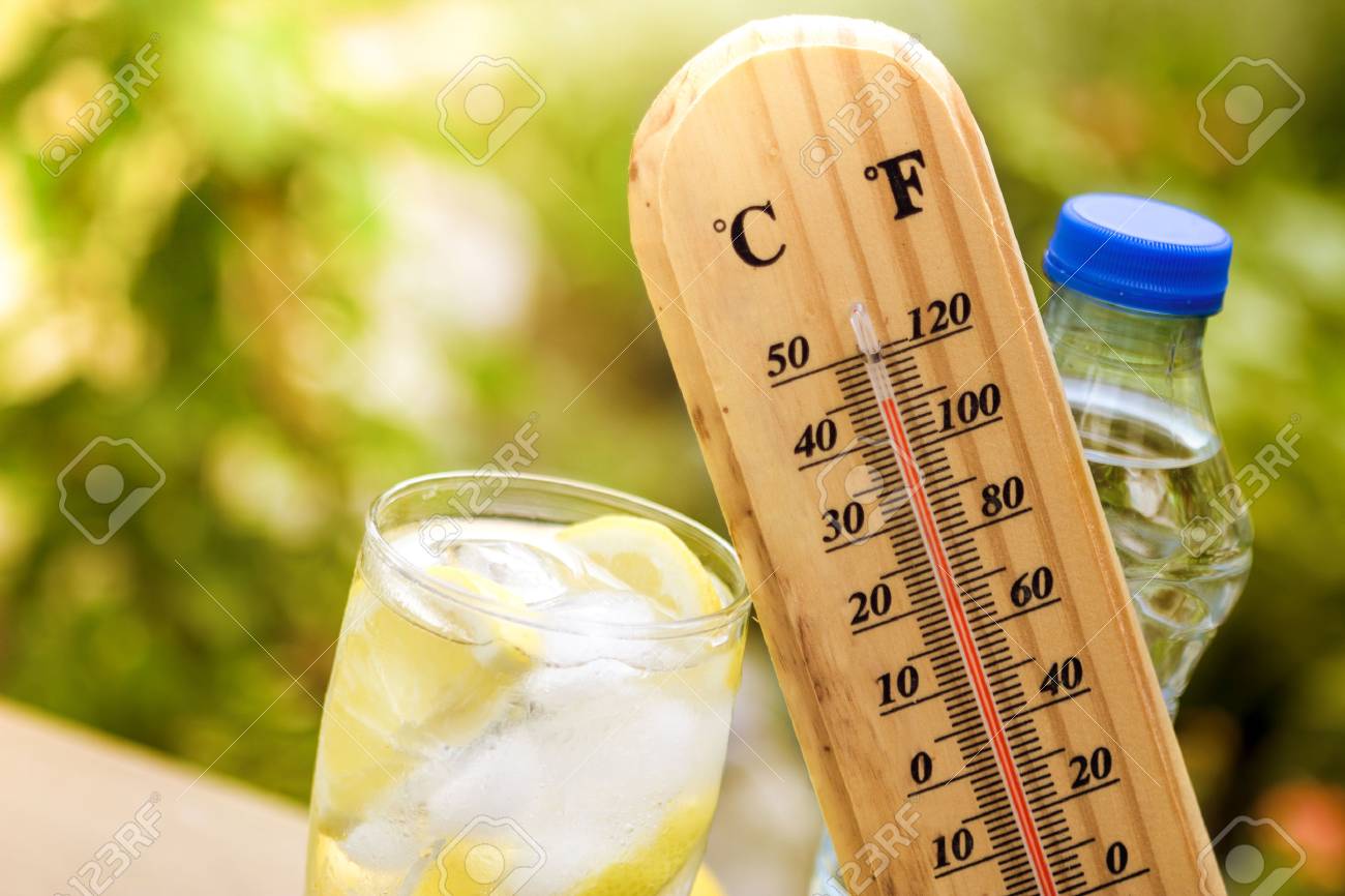 Refresh drink with thermometer, concept warm weather - 71337639 Refresh drink with thermometer, concept warm weather - 71337639
