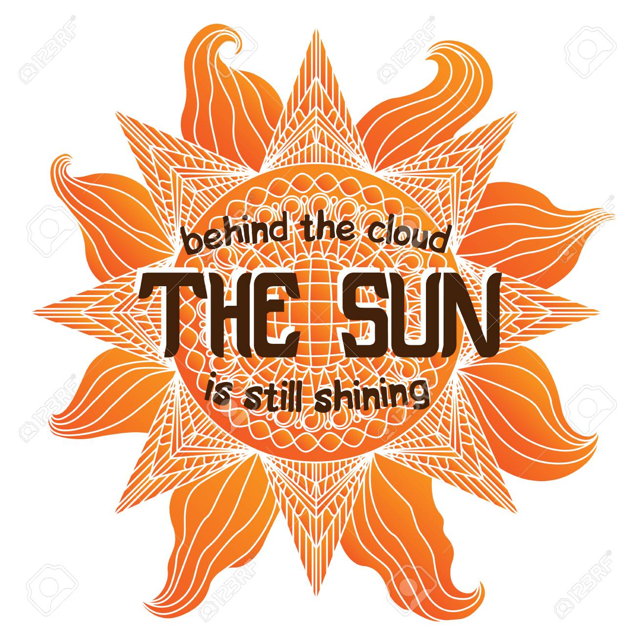 フレーズ 後ろ雲 太陽がまだ輝いている とカラフルな夏太陽イラスト 白地にオレンジ色の太陽 のイラスト素材 ベクタ Image