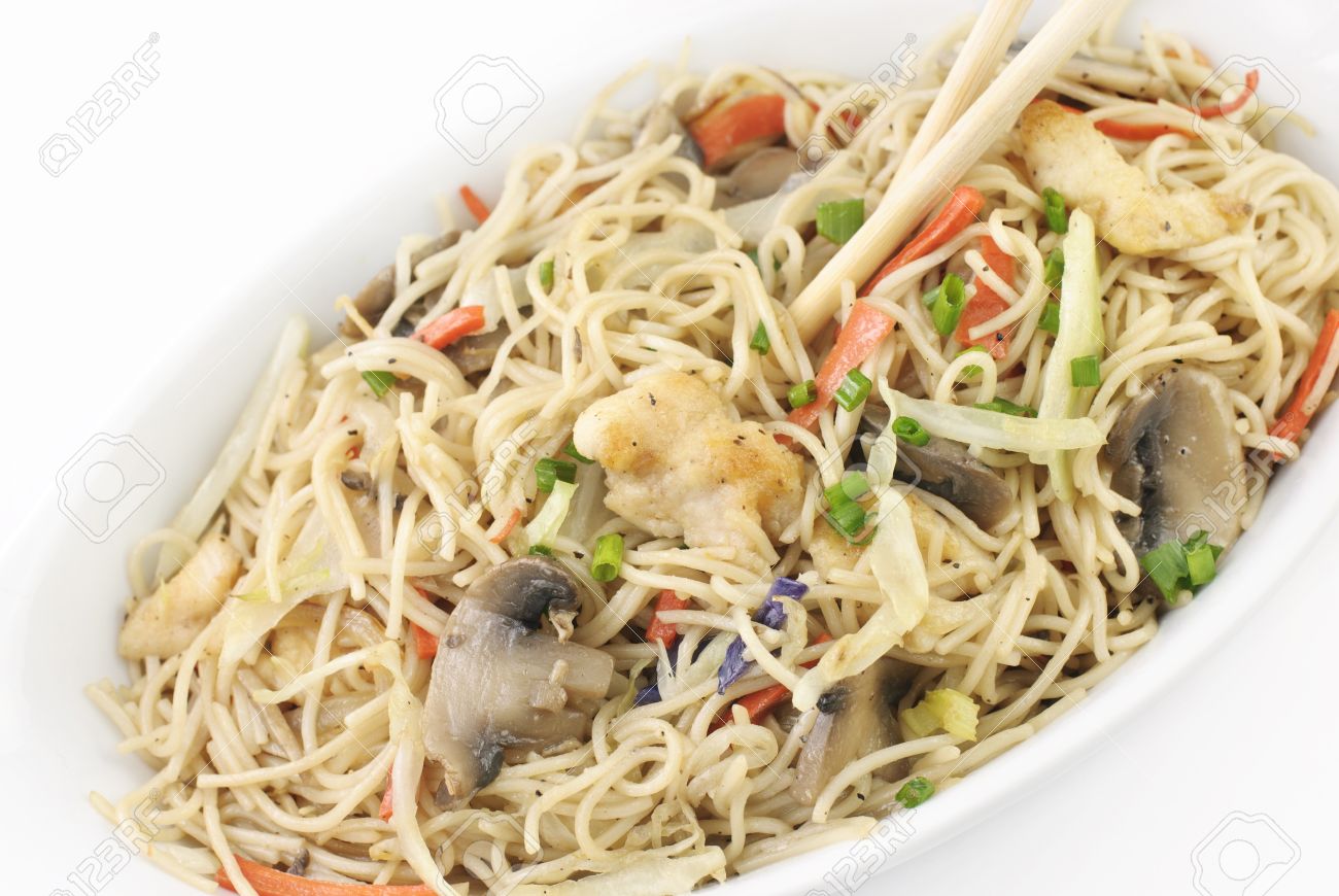 Chinese Chicken And Vegetable Stir Fry With Rice Noodles Chicken Stock Photo Picture And Royalty Free Image Image 9267391