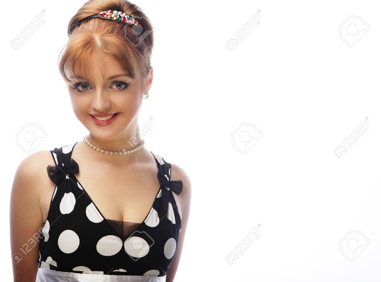 Pinup Woman Style Retro Haircut Studio Shot