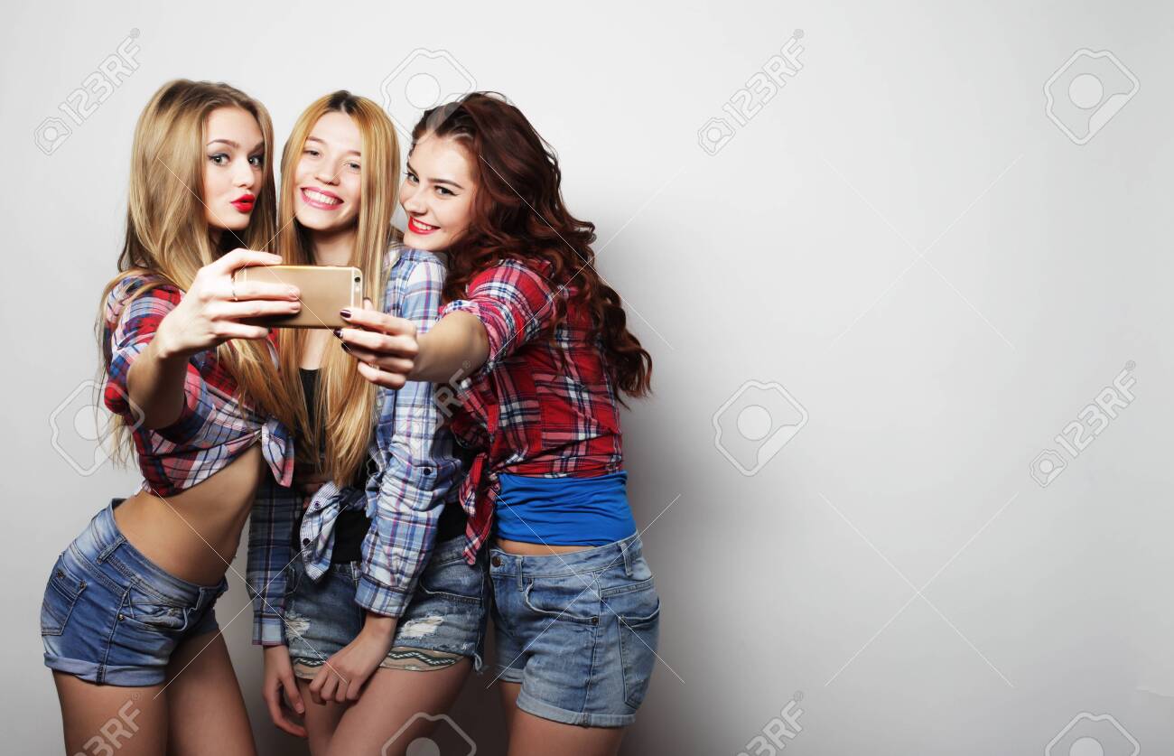 Stylish Sexy Hipster Girls Best Friends